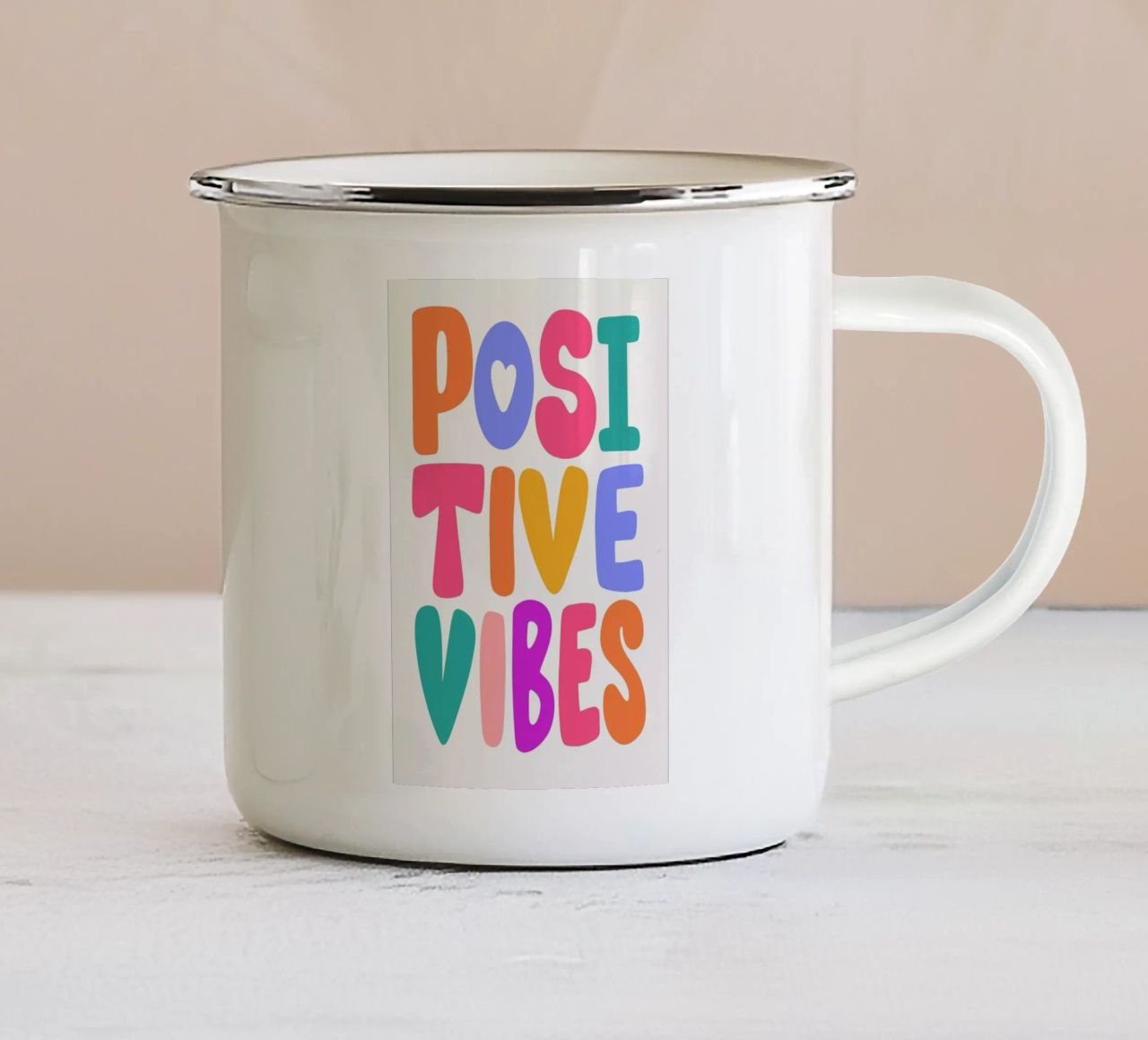 Positive Vibes Emaille Tasse von Pure