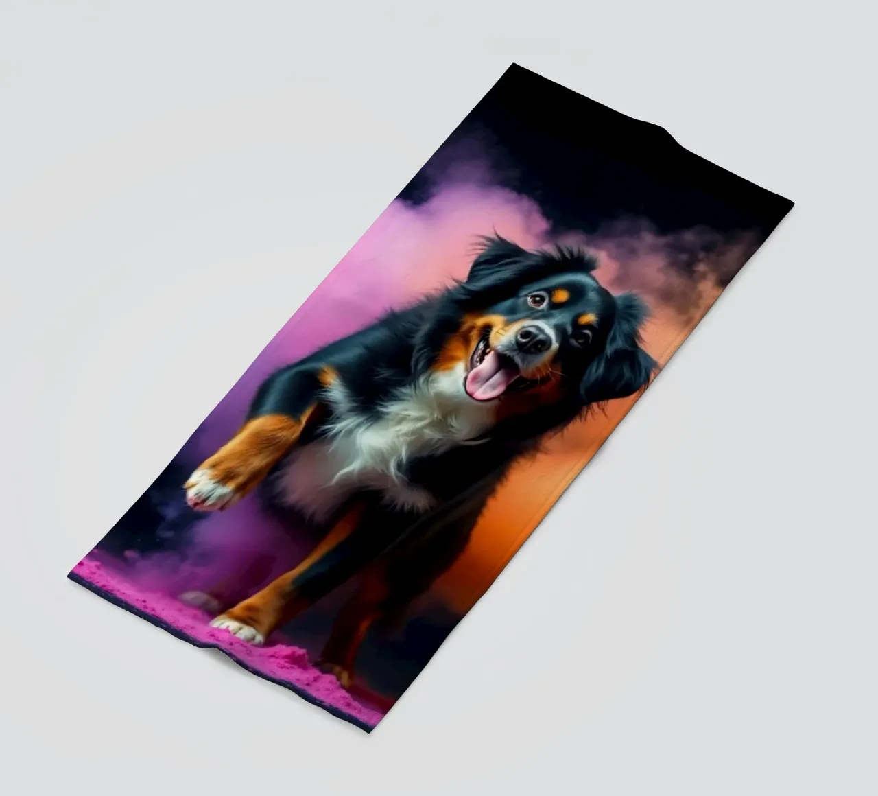 The colorful Bernese Mountain Dog #36 beach towel by Yumis.Beargang.and.Me