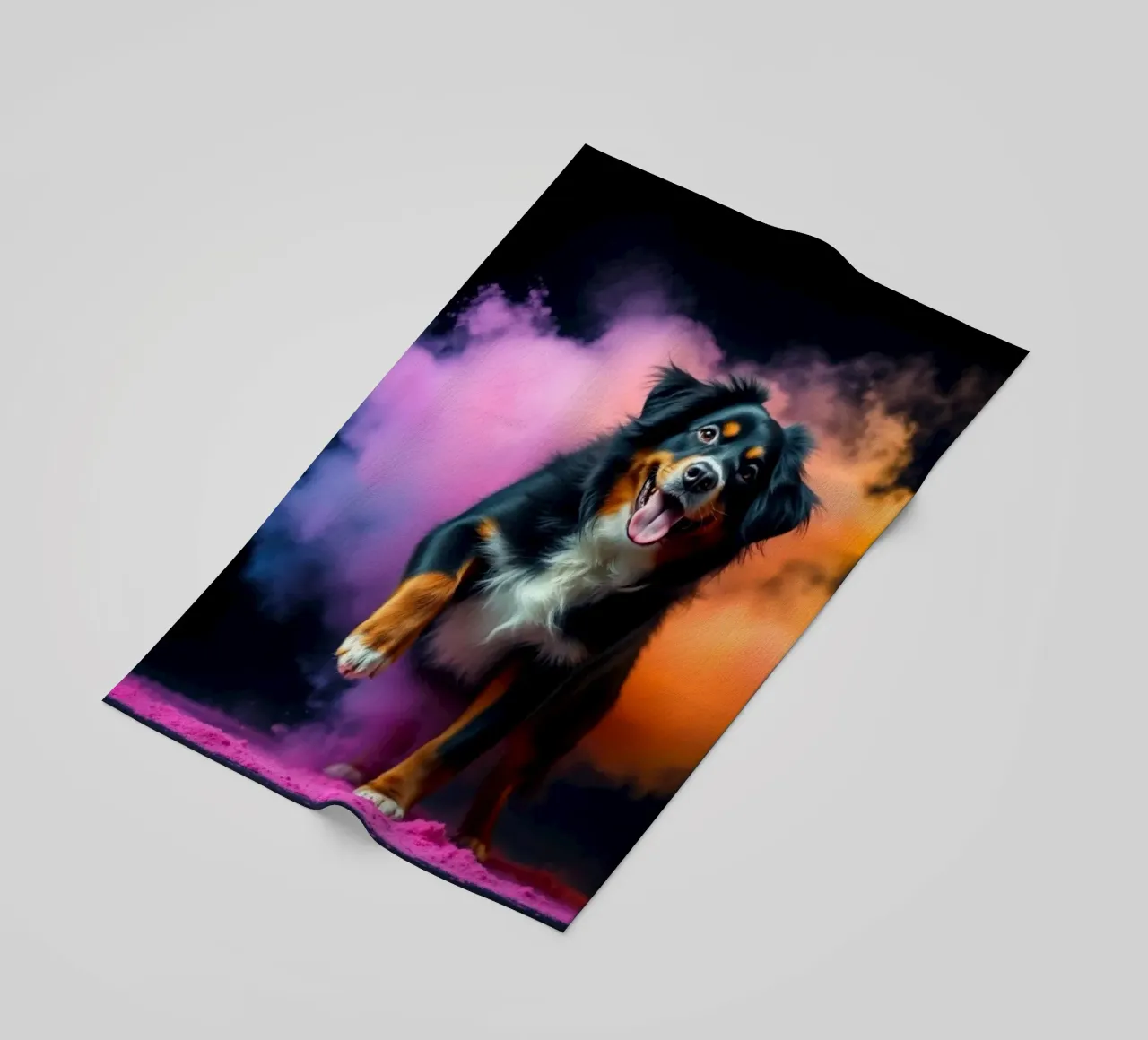 The colorful Bernese Mountain Dog #36 beach towel by Yumis.Beargang.and.Me