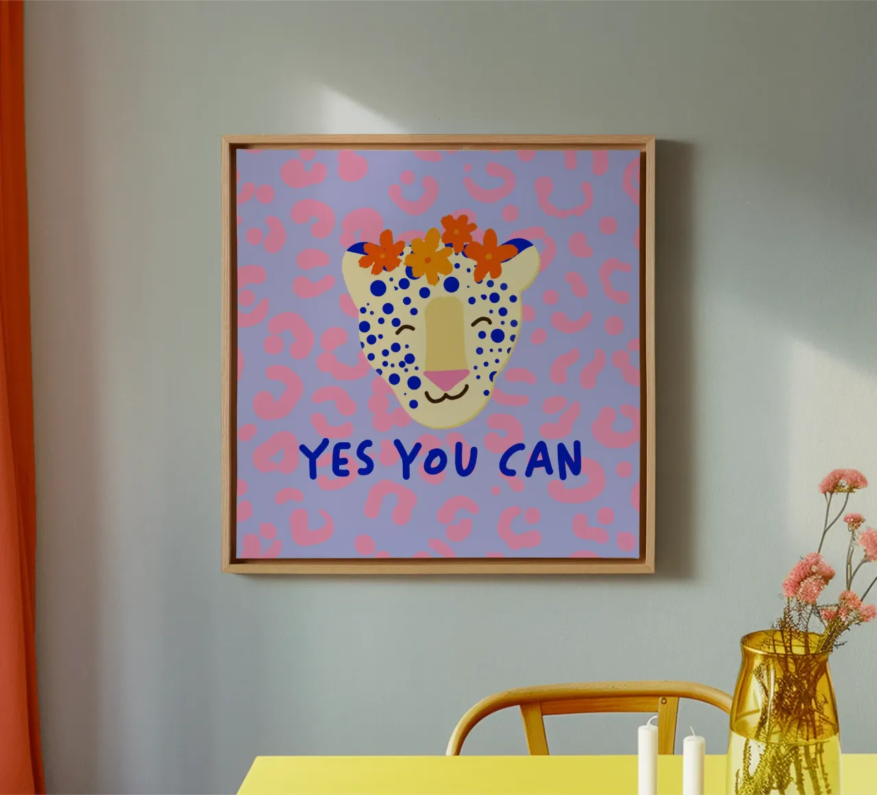 Yes you can, Leopard 1 tela con Cornice a cassetta da Julia Reyelt