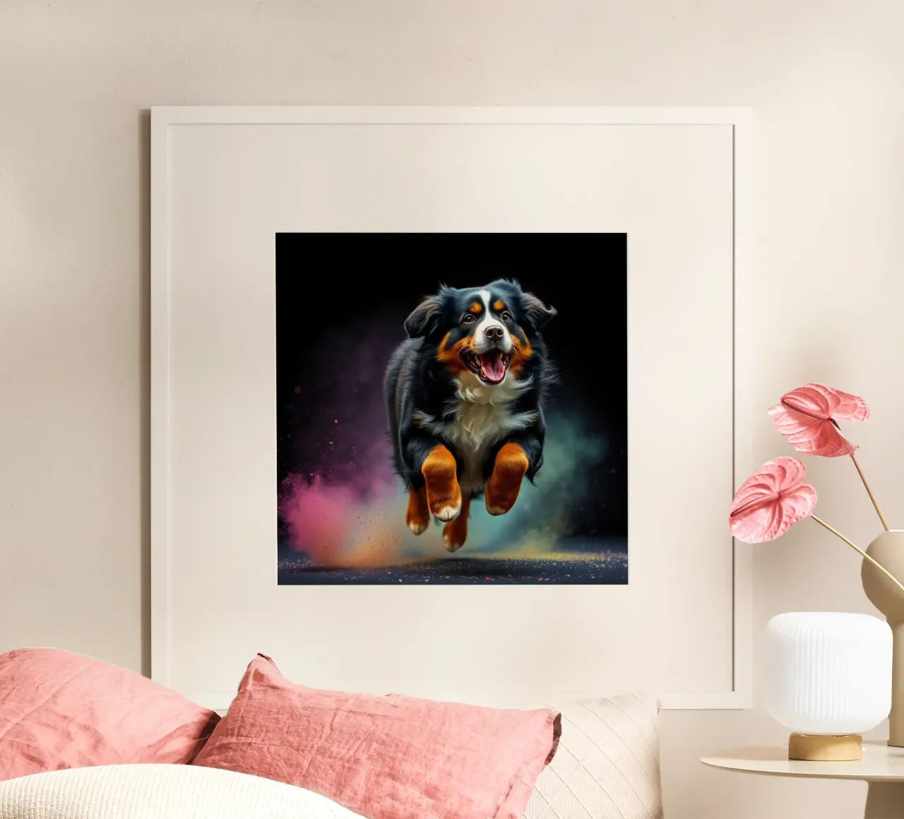 The colorful Bernese Mountain Dog #37 poster by Yumis.Beargang.and.Me