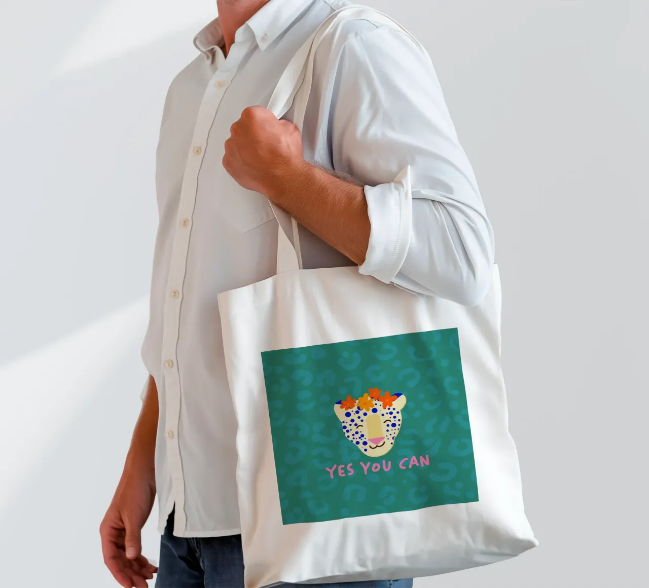 Yes you can, Leopard 2 borsa in juta da Julia Reyelt
