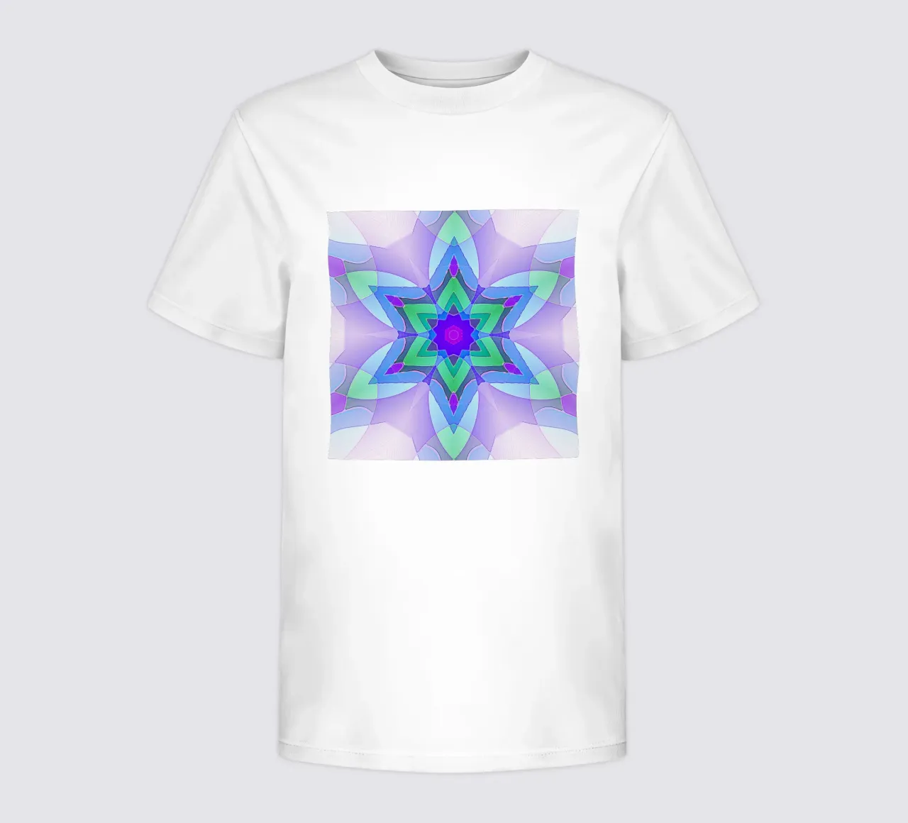 Kaleidoscope in light, violet, green and blue colours kids t-shirt by Gürsel Yesil Digital Art