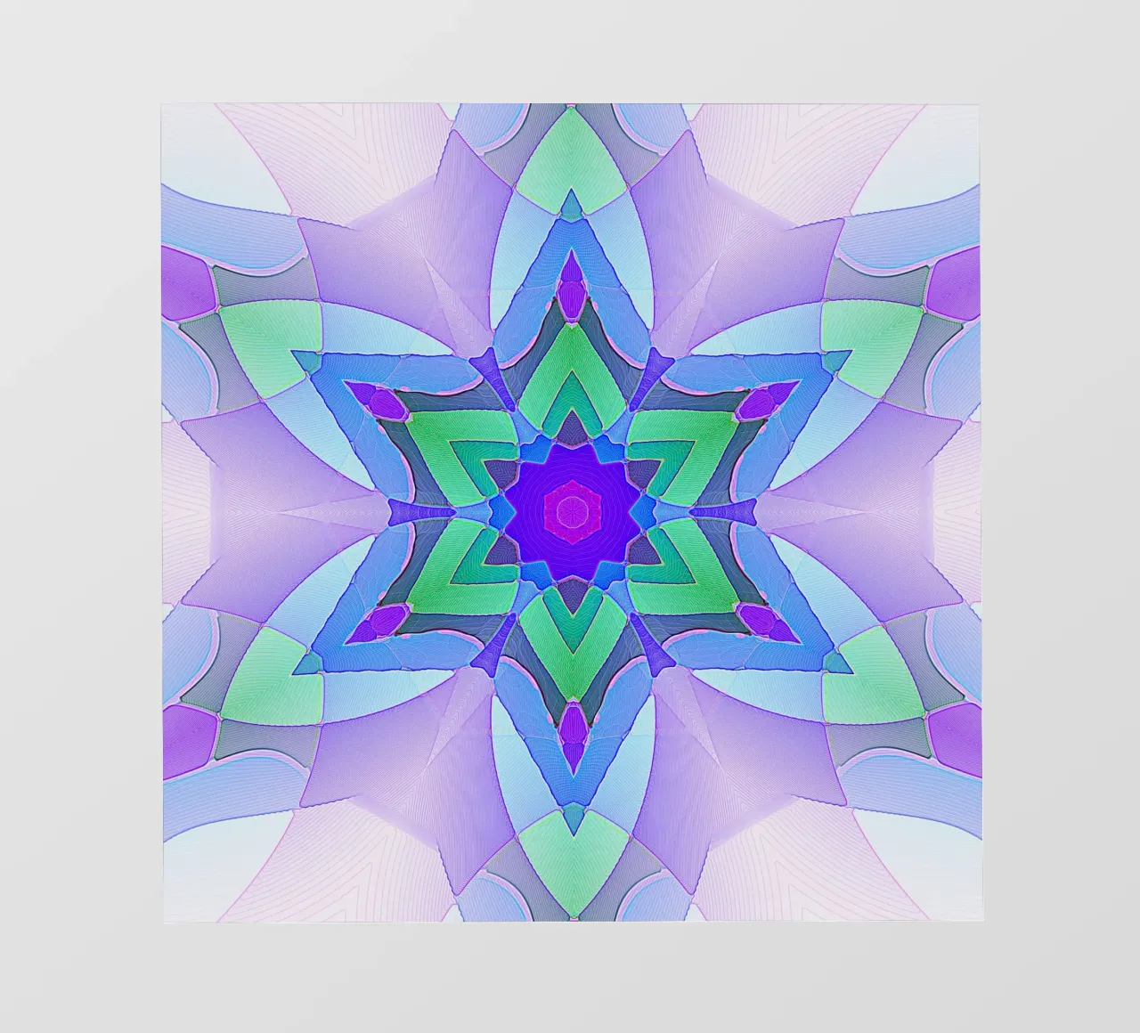Caleidoscopio en colores claro, violeta, verde y azul lonas publicitarias de Gürsel Yesil Digital Art