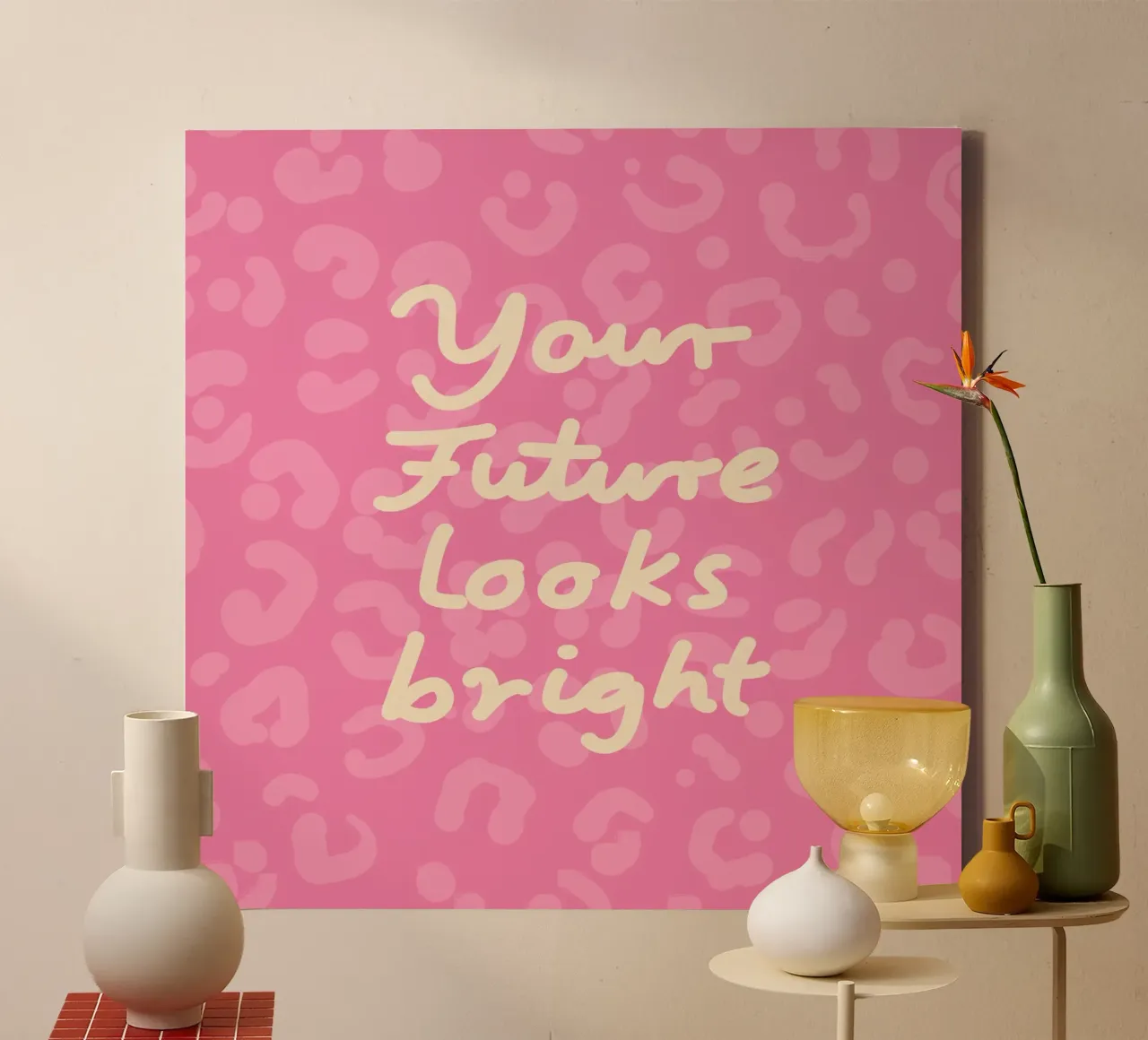 Tu futuro parece brillante lienzo con Marco flotante de Julia Reyelt