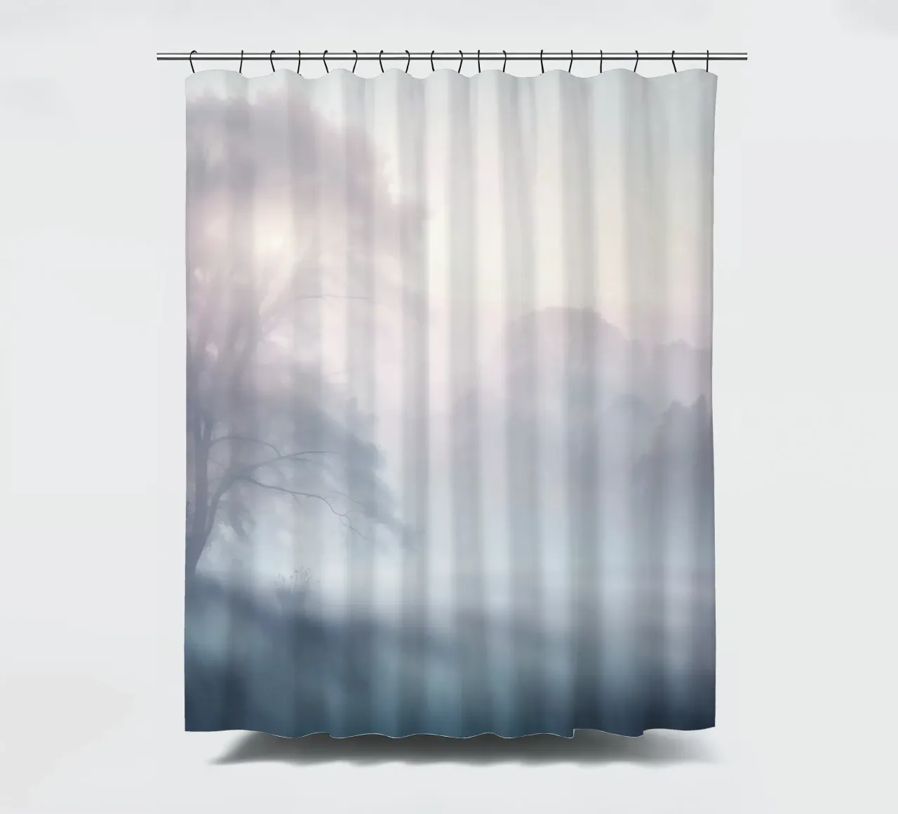 Enchanted Forest Hidden in the Fog shower curtain by PhotoVibe Decor