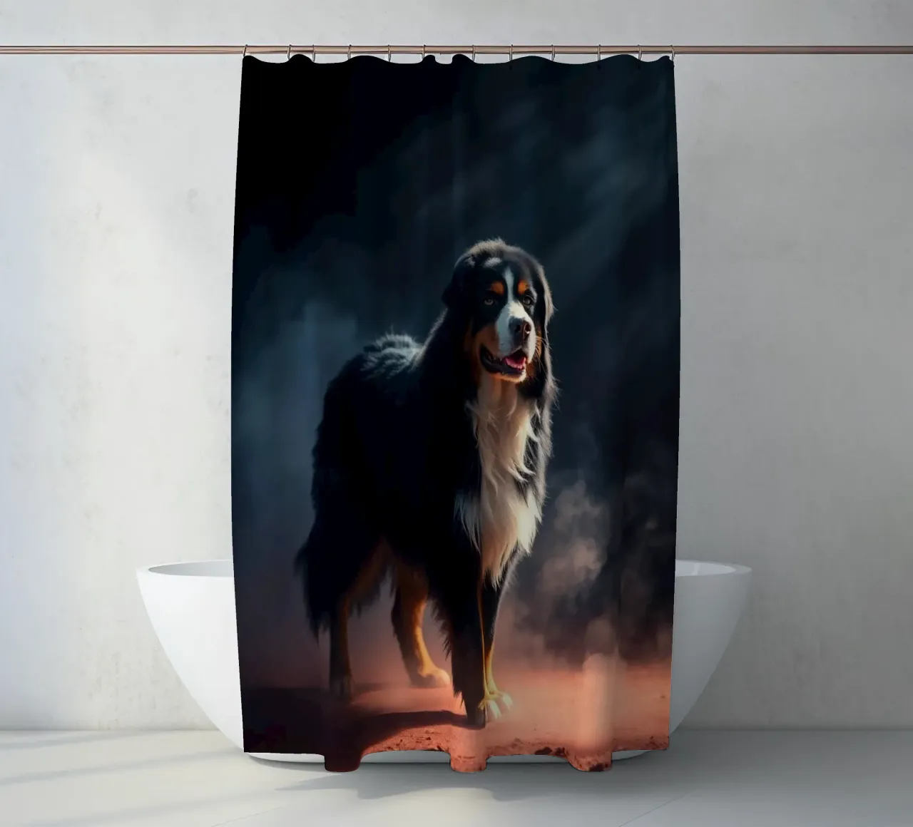 The colorful Bernese Mountain Dog #40 shower curtain by Yumis.Beargang.and.Me