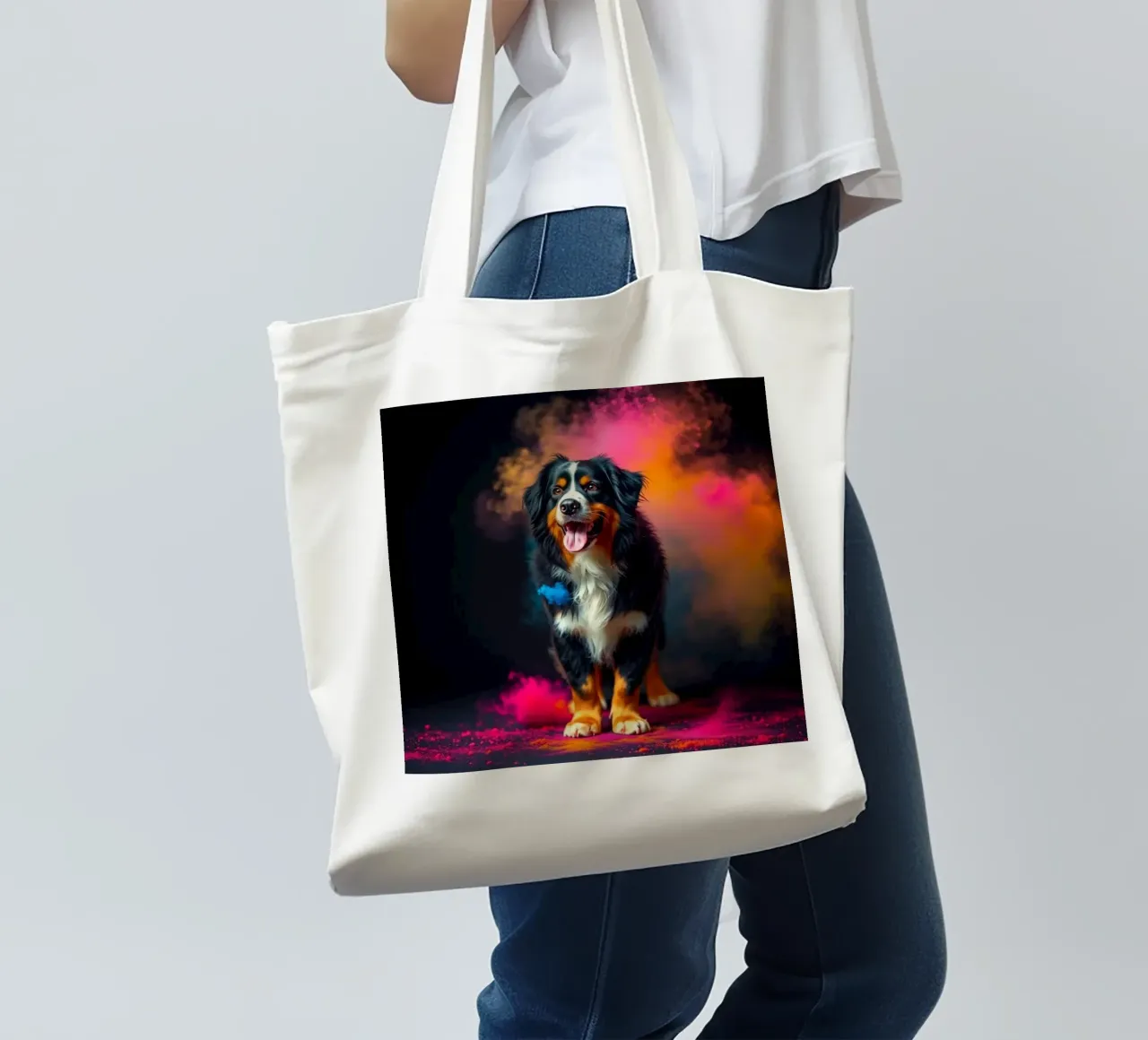 The colorful Bernese Mountain Dog #41 tote bag by Yumis.Beargang.and.Me