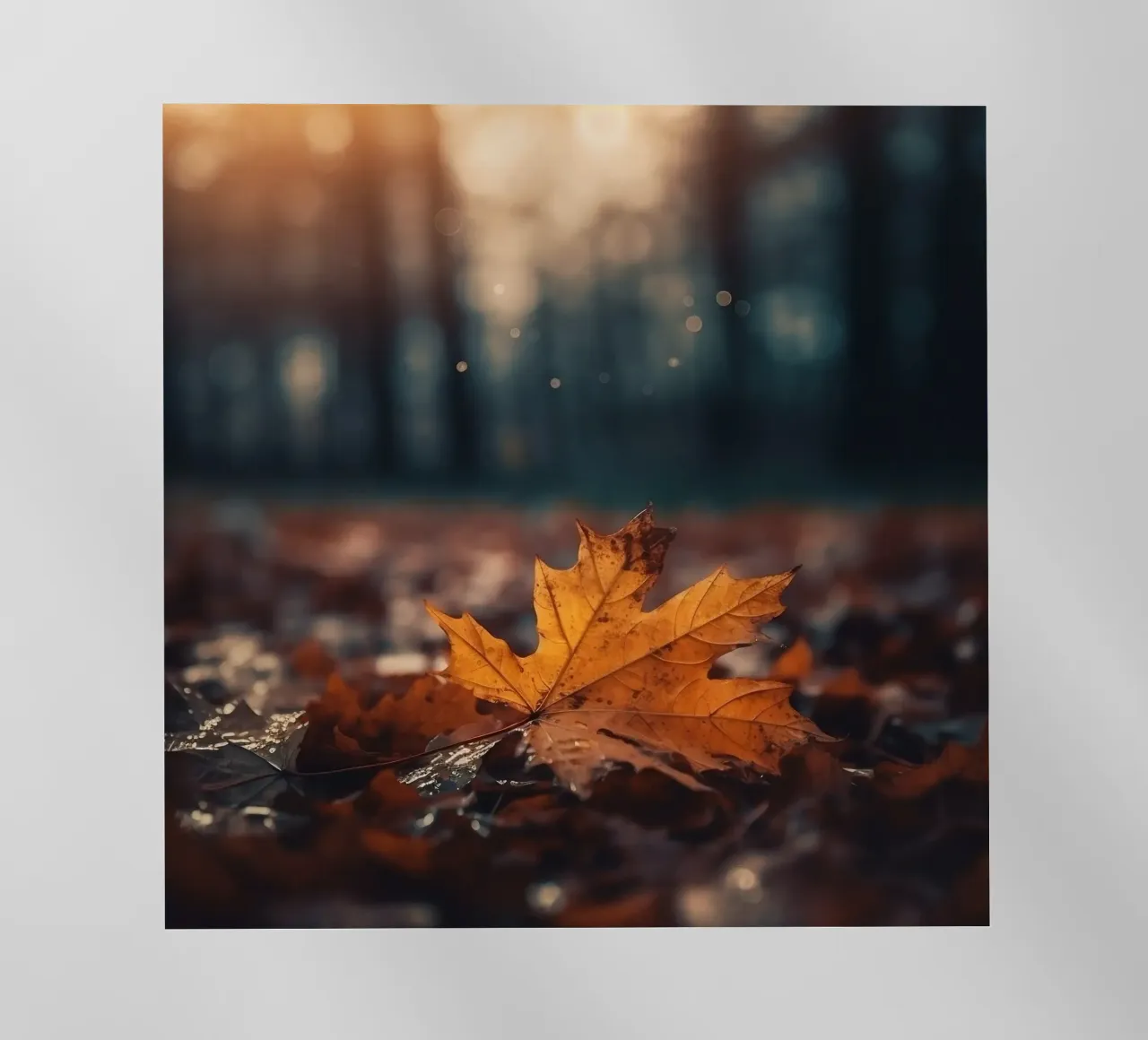 Foglia d'acero caduta alla luce dell'autunno pellicola backlit da PhotoVibe Decor