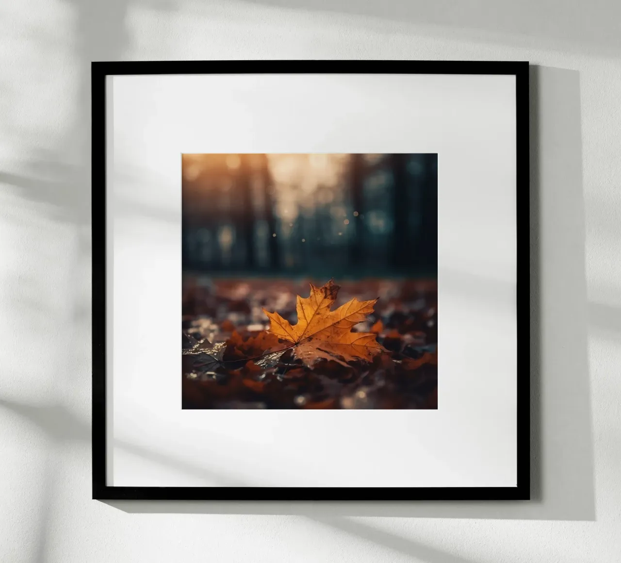 Feuille d'érable tombée dans la lumière d'automne hahnemühle de PhotoVibe Decor