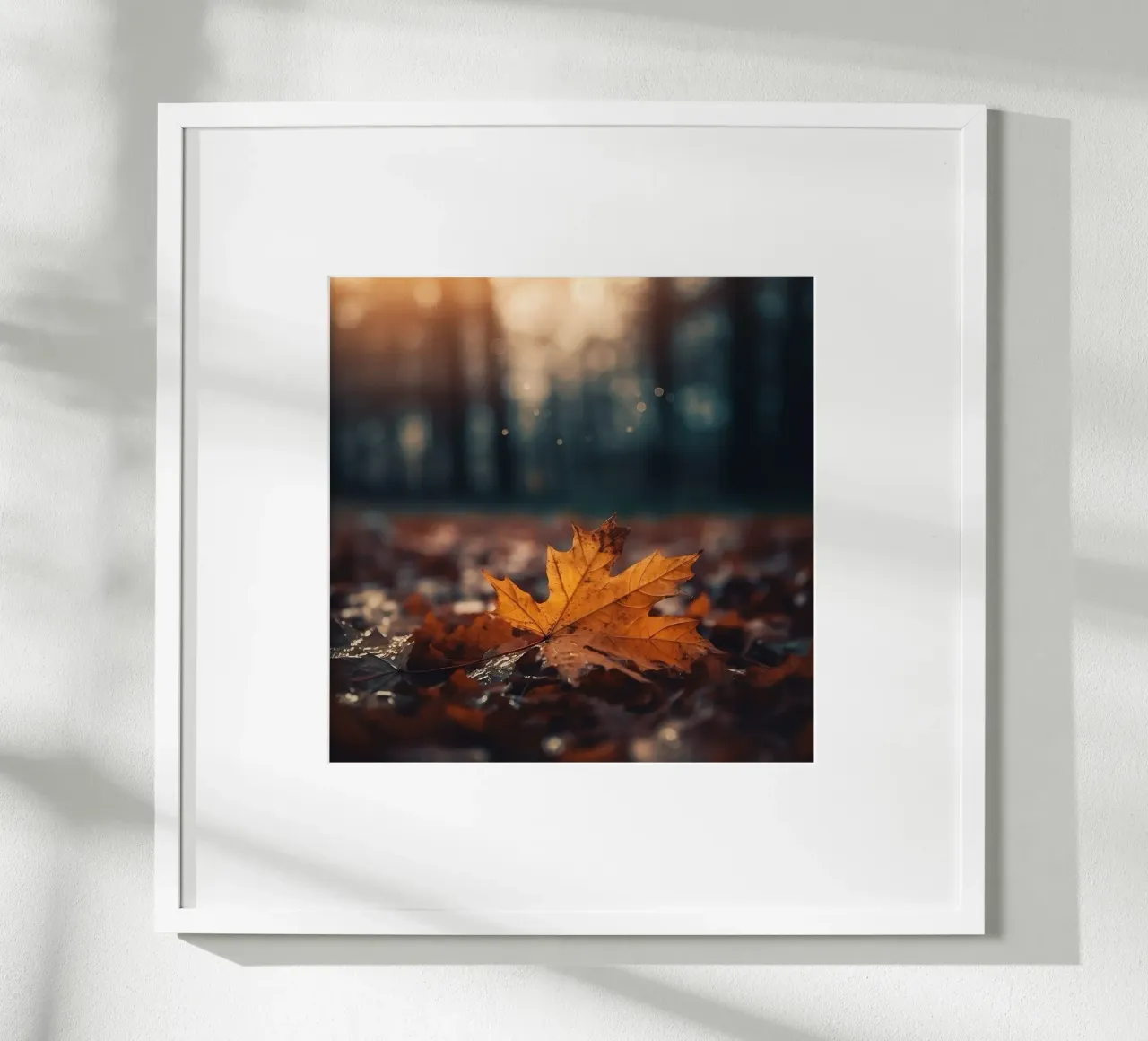 Feuille d'érable tombée dans la lumière d'automne hahnemühle de PhotoVibe Decor