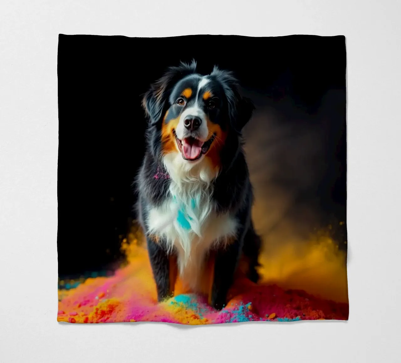 The colorful Bernese Mountain Dog #42 fleece blanket by Yumis.Beargang.and.Me
