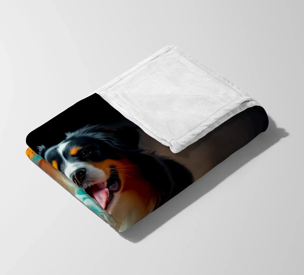 The colorful Bernese Mountain Dog #42 fleece blanket by Yumis.Beargang.and.Me