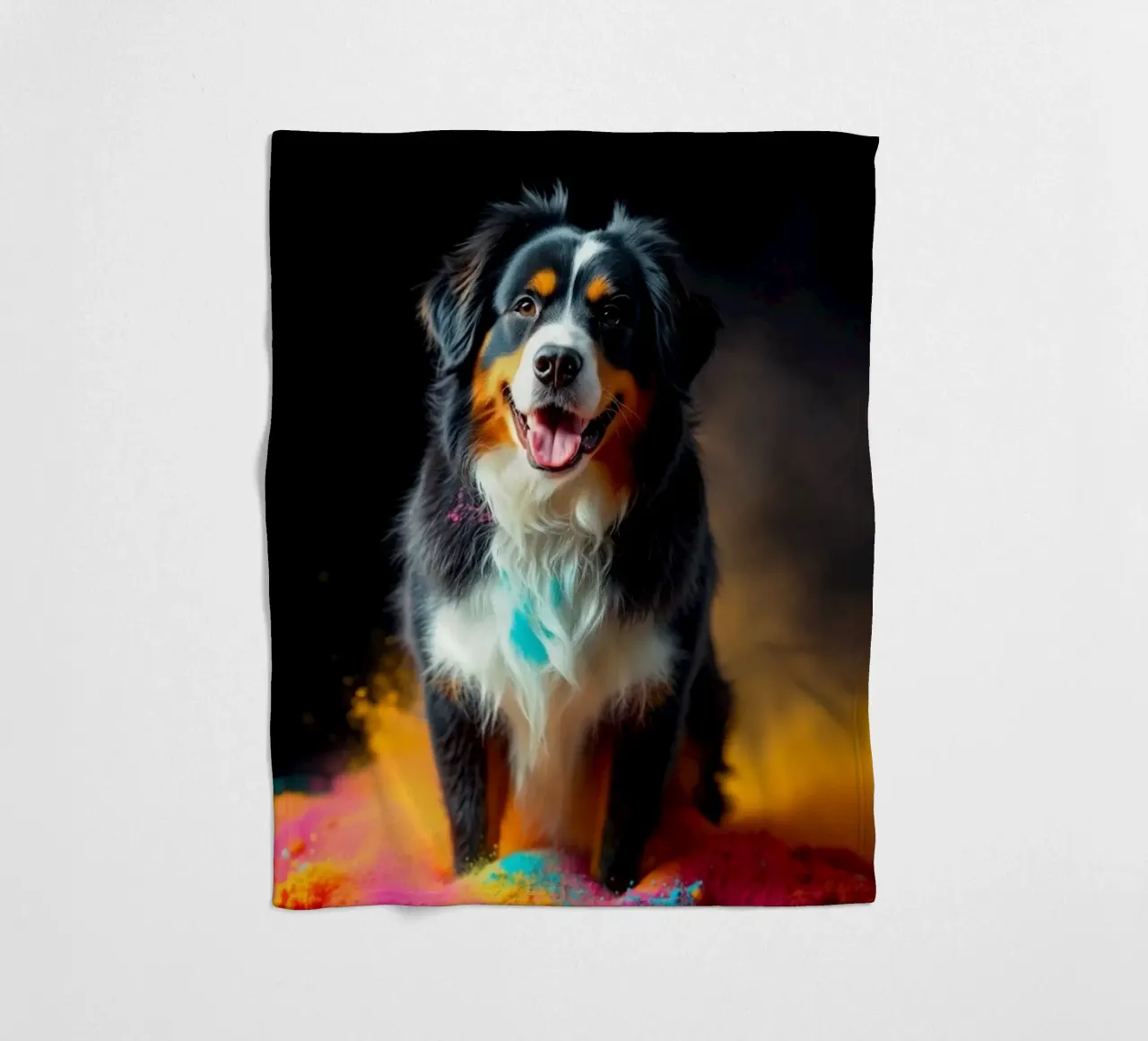The colorful Bernese Mountain Dog #42 fleece blanket by Yumis.Beargang.and.Me
