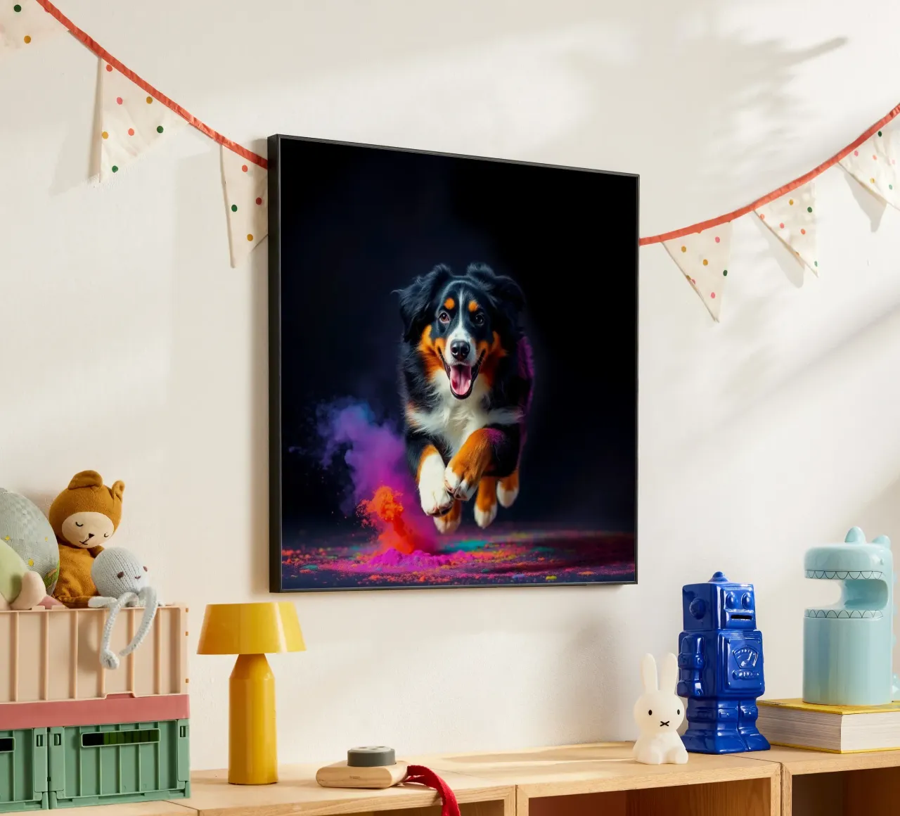 The colorful Bernese Mountain Dog #43 alu-dibond by Yumis.Beargang.and.Me