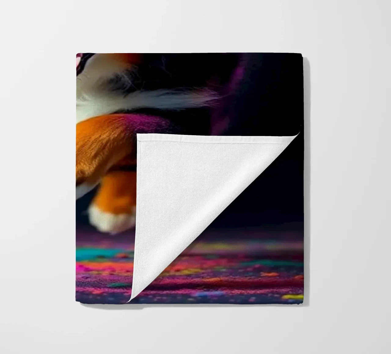 The colorful Bernese Mountain Dog #43 beach towel by Yumis.Beargang.and.Me
