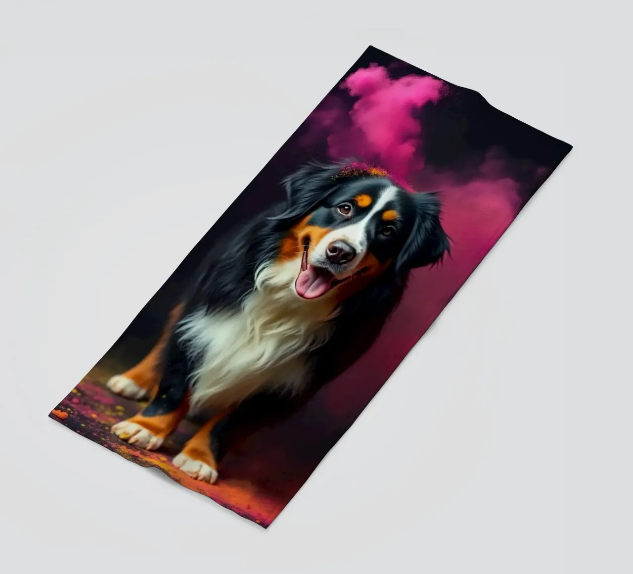 The colorful Bernese Mountain Dog #44 beach towel by Yumis.Beargang.and.Me