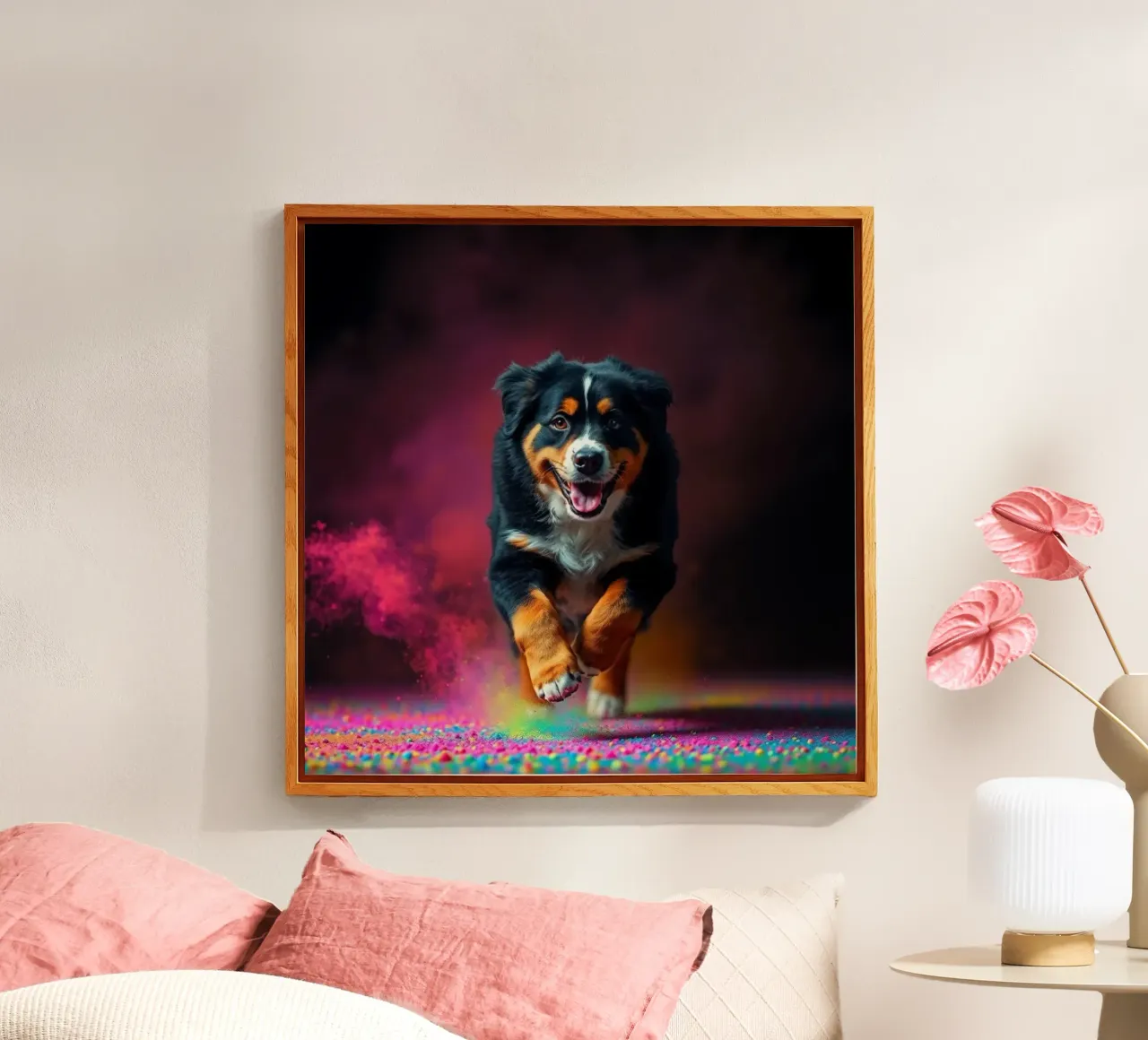 The colorful Bernese Mountain Dog #45 acrylic glass by Yumis.Beargang.and.Me