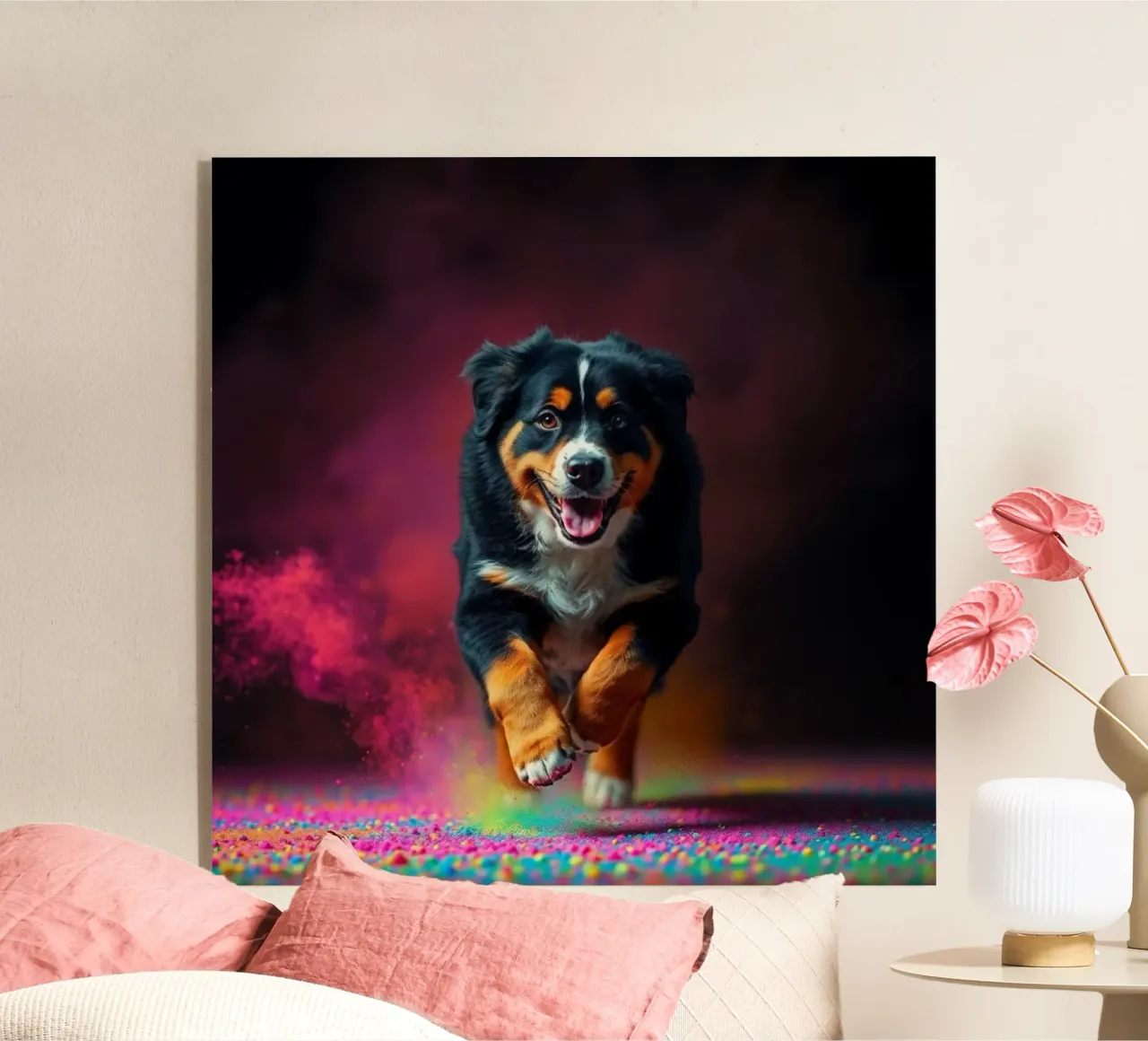 The colorful Bernese Mountain Dog #45 acrylic glass by Yumis.Beargang.and.Me
