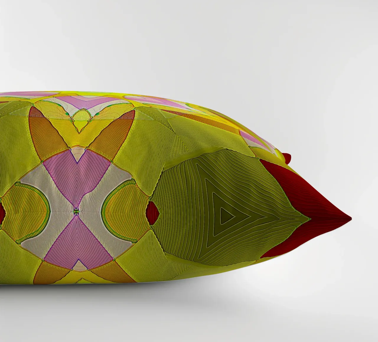 Caleidoscopio nei colori giallo e rosa cuscino da Gürsel Yesil Digital Art