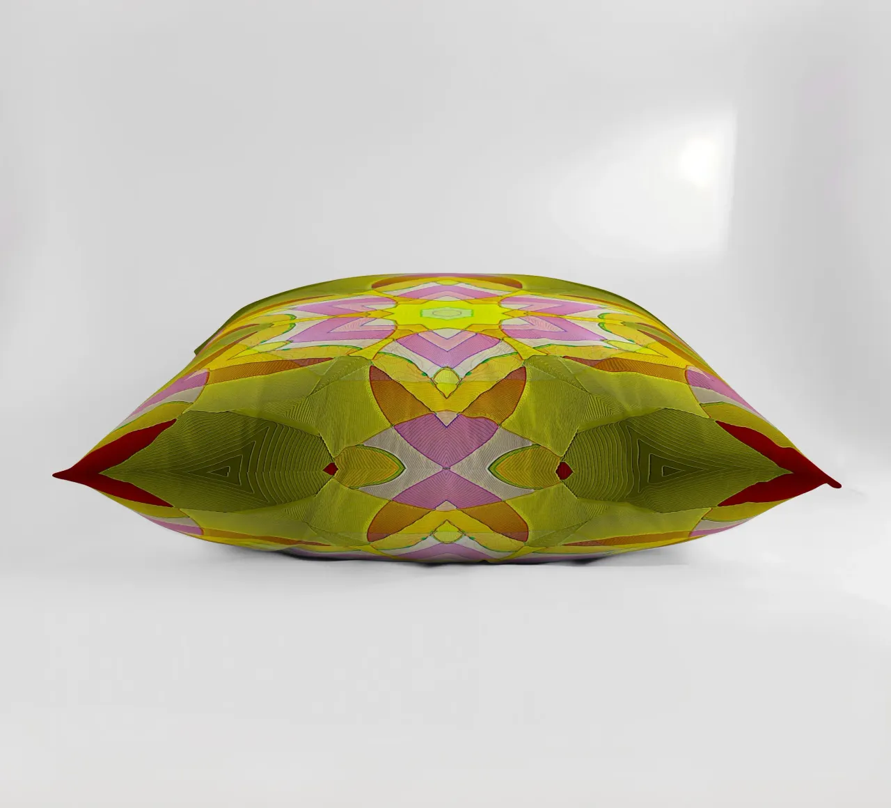 Caleidoscopio nei colori giallo e rosa cuscino da Gürsel Yesil Digital Art