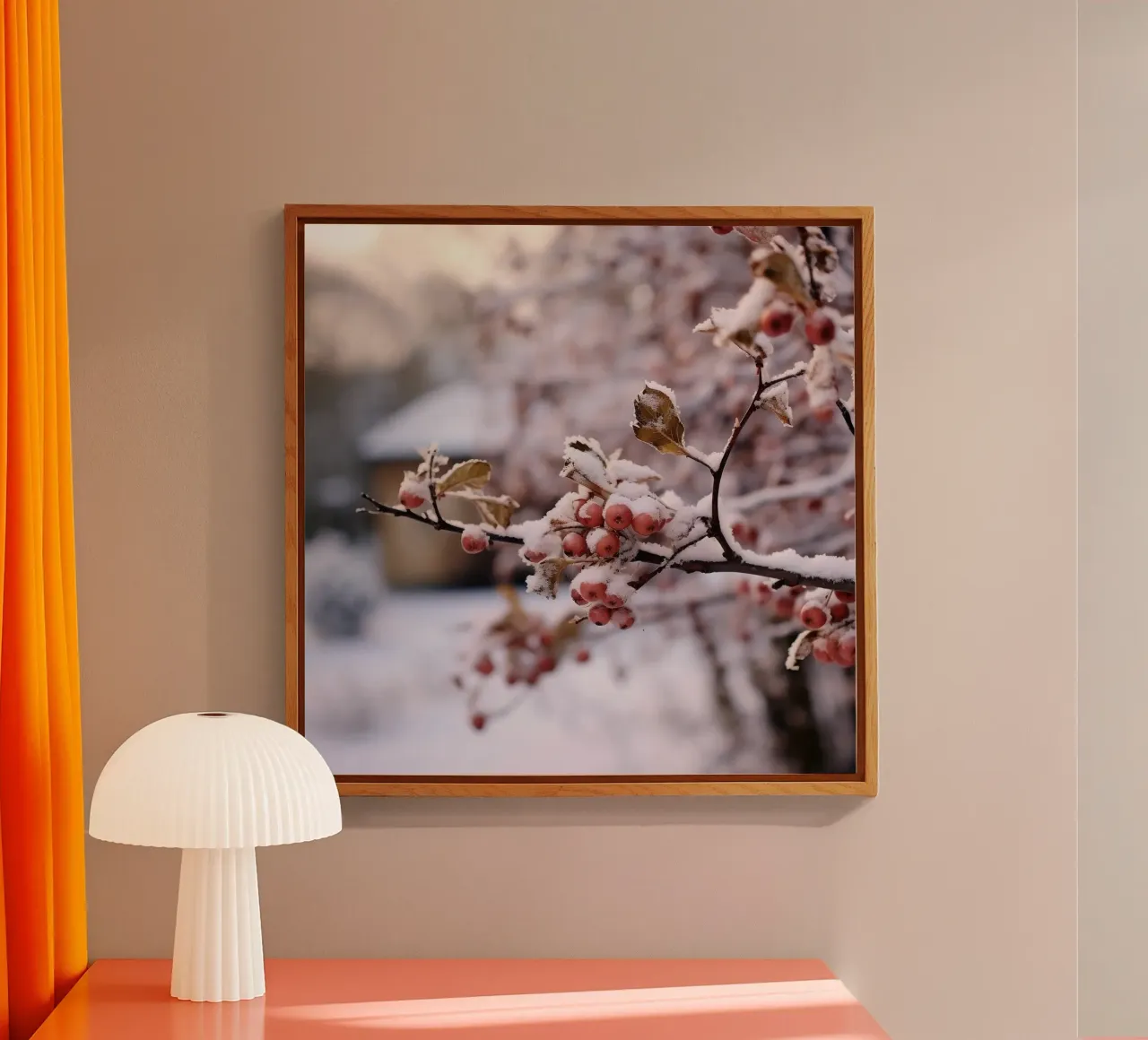 Berries op een besneeuwde tak acryl van PhotoVibe Decor
