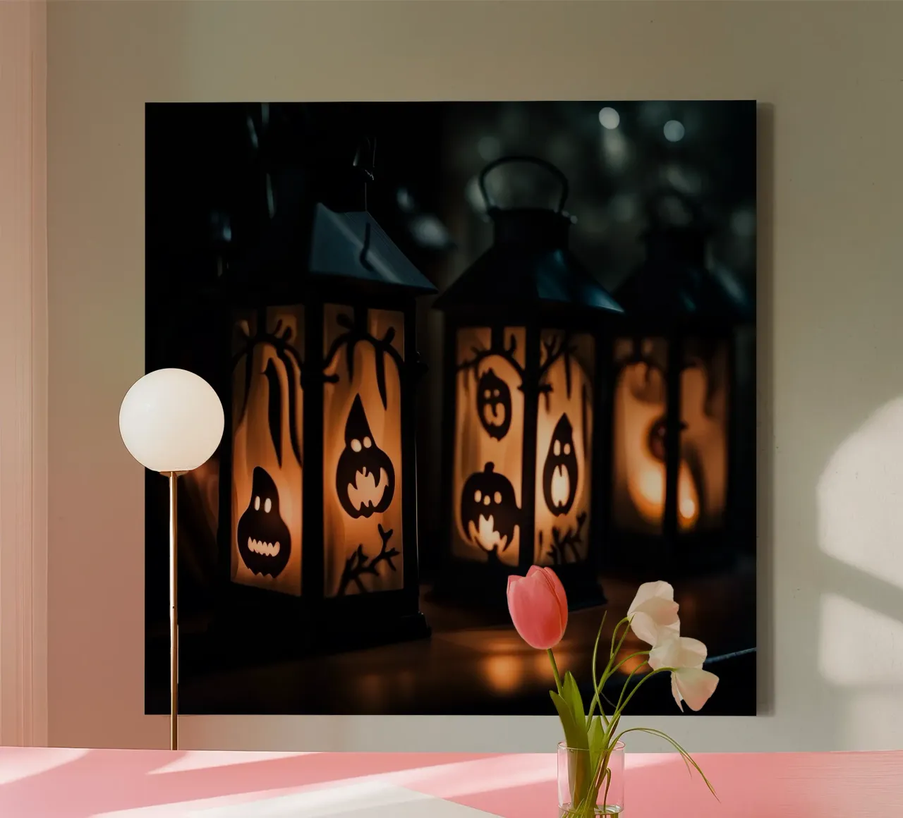 Halloween Lanterns Glowing in the Dark canvas with Floater frame by PhotoVibe Decor