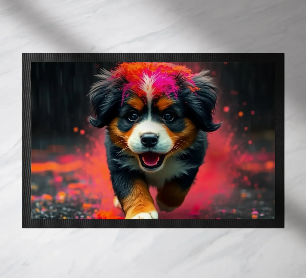 The colorful Bernese Mountain Dog #48 doormat by Yumis.Beargang.and.Me