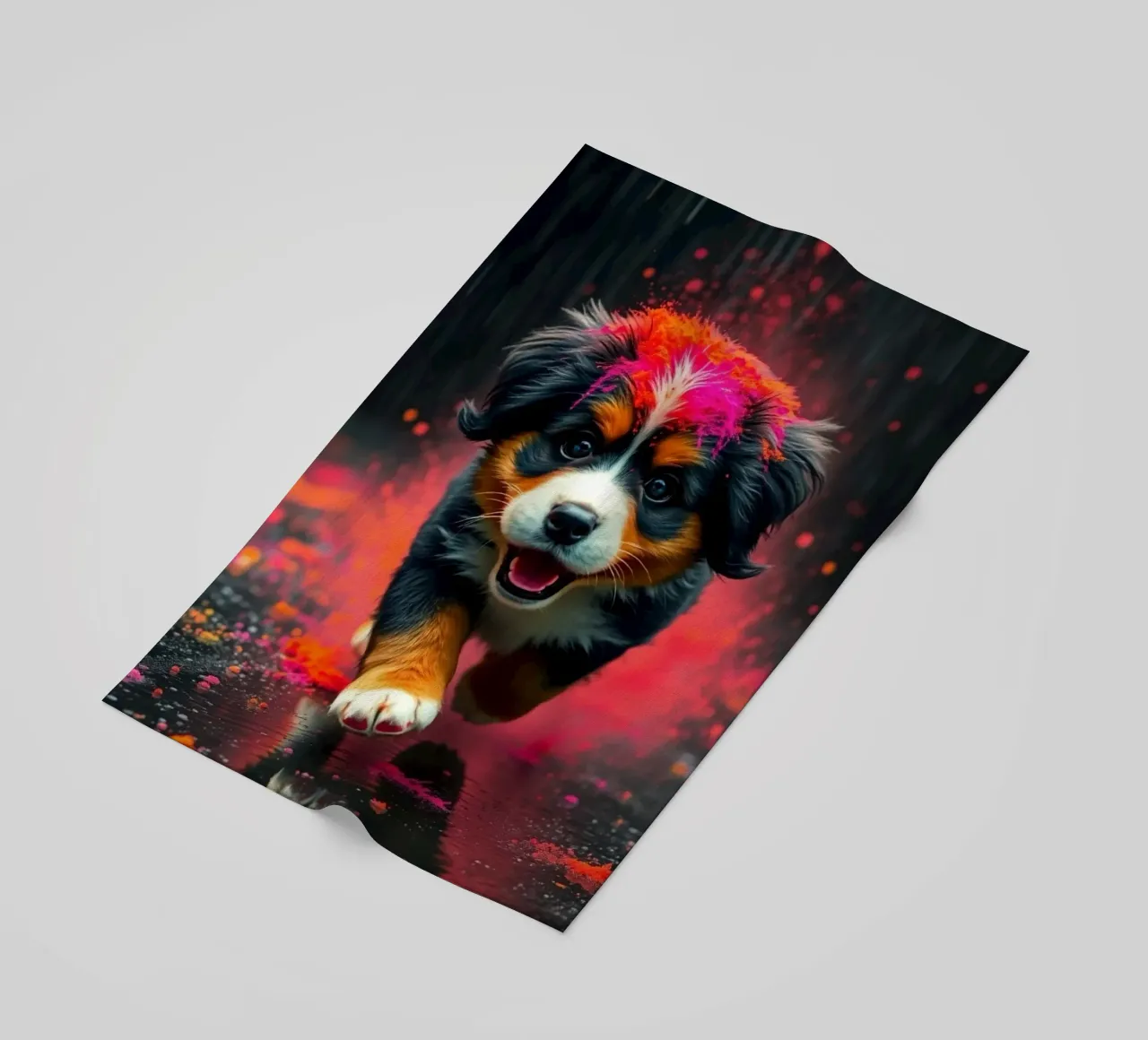 The colorful Bernese Mountain Dog #48 beach towel by Yumis.Beargang.and.Me