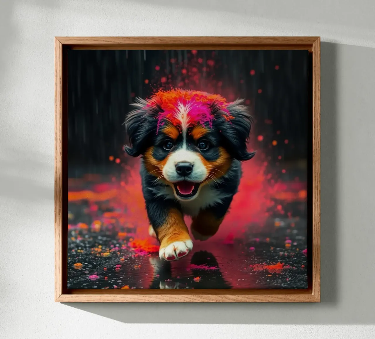 The colorful Bernese Mountain Dog #48 canvas with Floater frame by Yumis.Beargang.and.Me