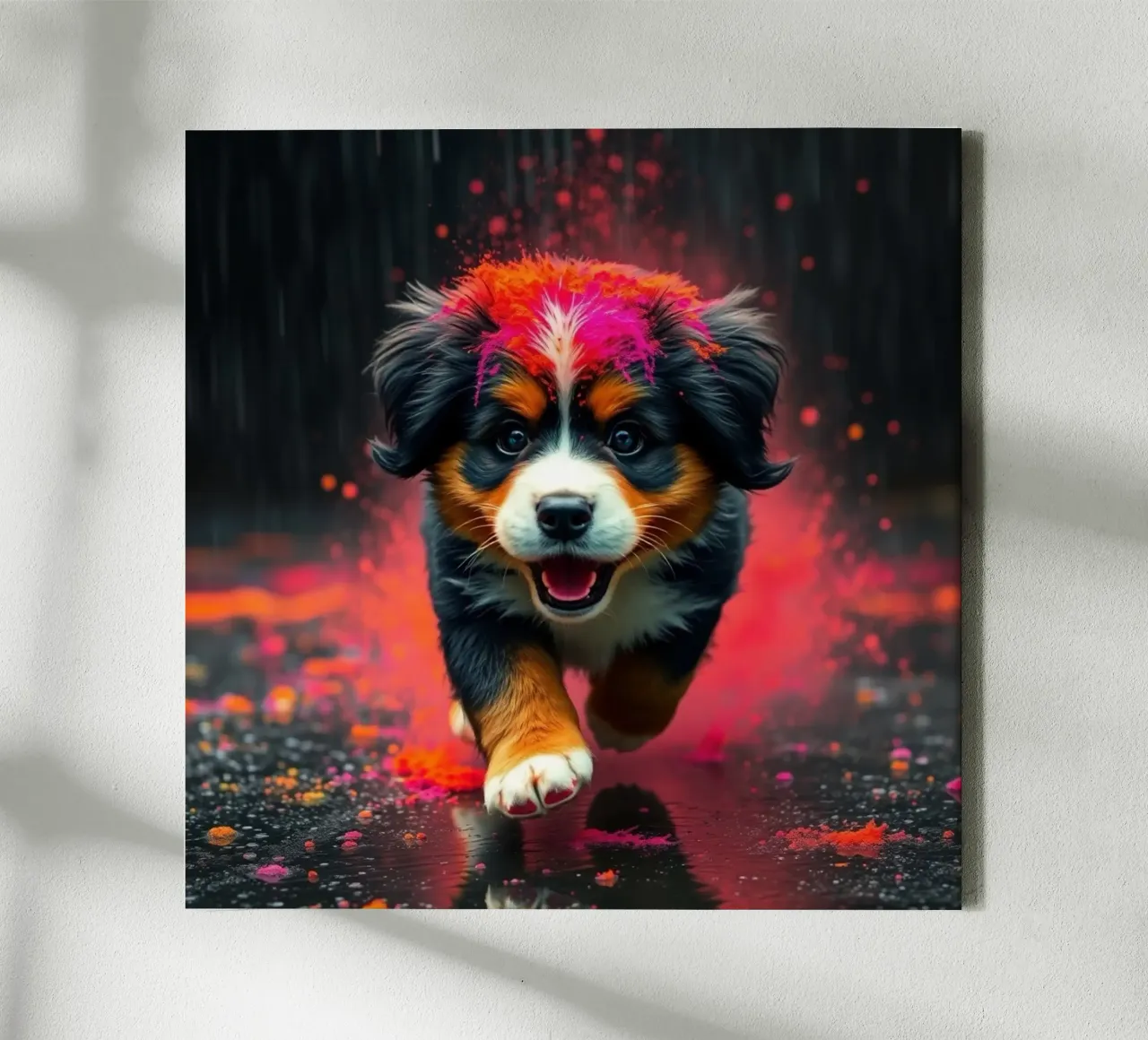 The colorful Bernese Mountain Dog #48 canvas with Floater frame by Yumis.Beargang.and.Me