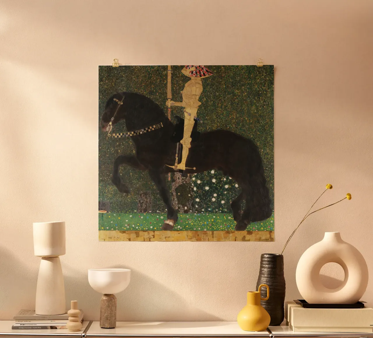 Das Leben ist ein Kampf (Goldener Reiter)" von Gustav Klimt Poster mit Aluminium Rahmen von Gustav Klimt ART Prints