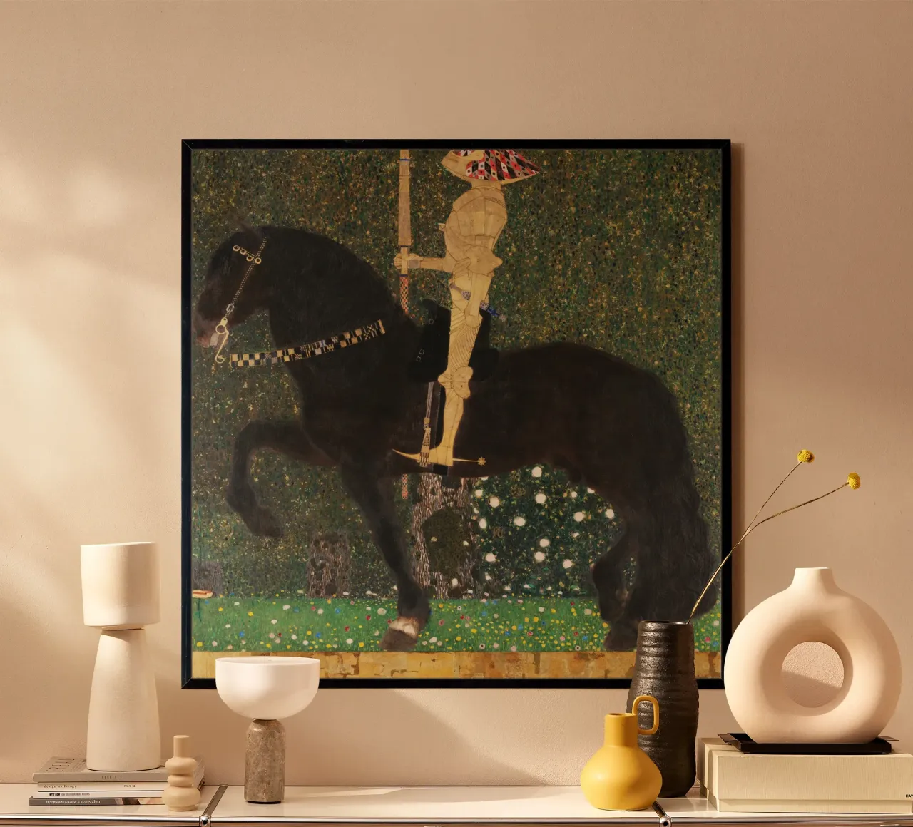 Das Leben ist ein Kampf (Goldener Reiter)" von Gustav Klimt Poster mit Aluminium Rahmen von Gustav Klimt ART Prints