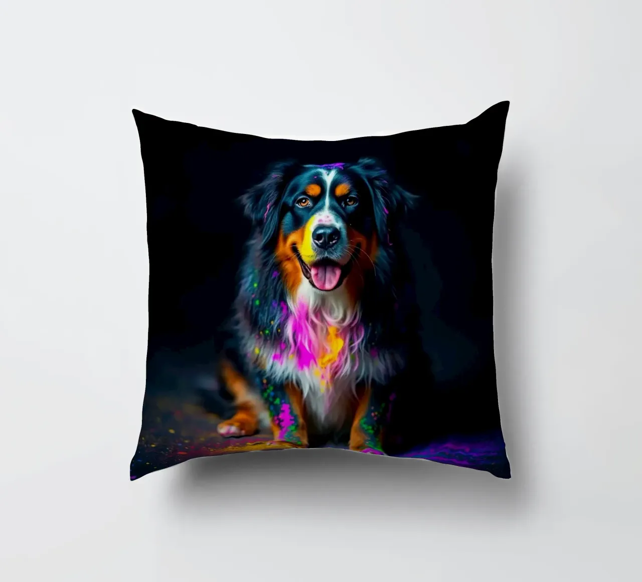 De kleurrijke Berner Sennenhond #49 kussen van Yumis.Beargang.and.Me