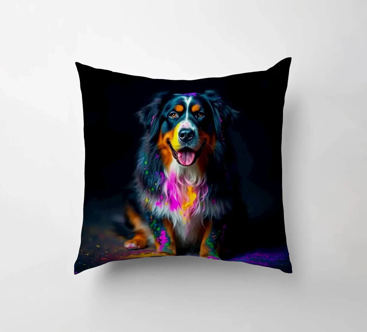 De kleurrijke Berner Sennenhond #49 kussen van Yumis.Beargang.and.Me