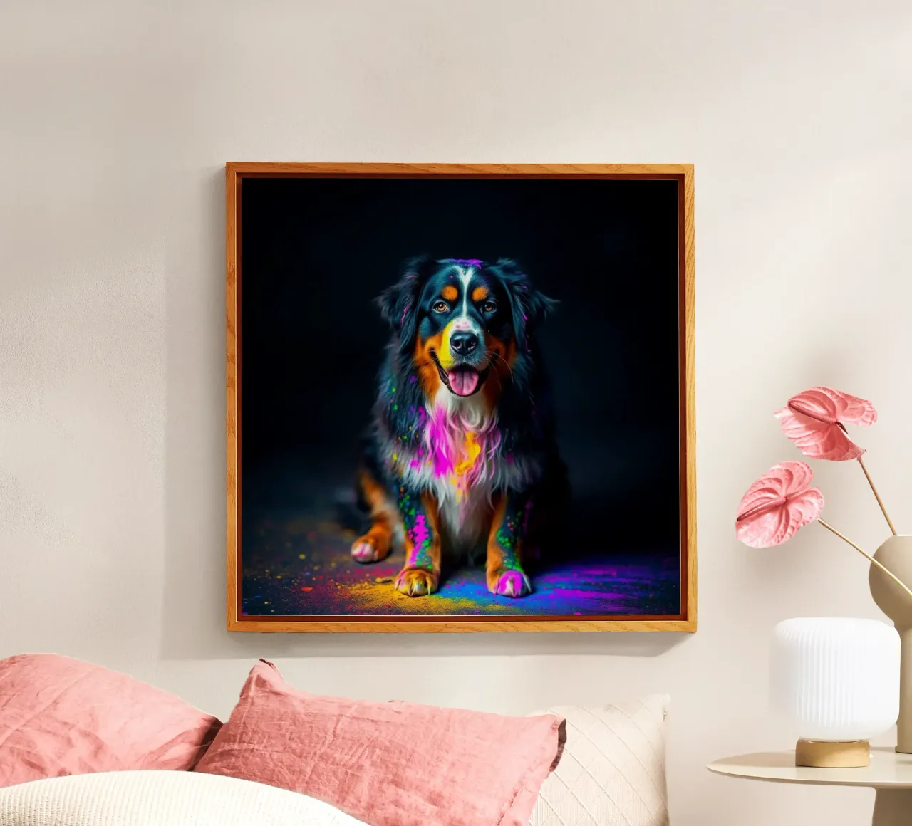 The colorful Bernese Mountain Dog #49 acrylic glass by Yumis.Beargang.and.Me