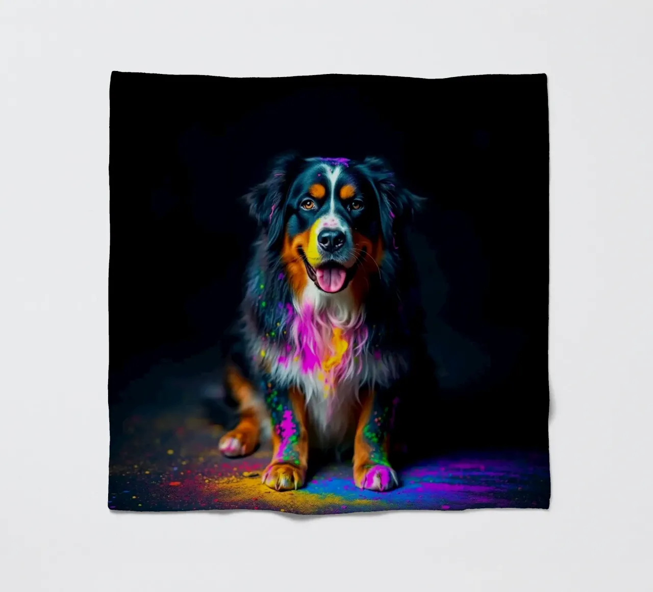 The colorful Bernese Mountain Dog #49 fleece blanket by Yumis.Beargang.and.Me