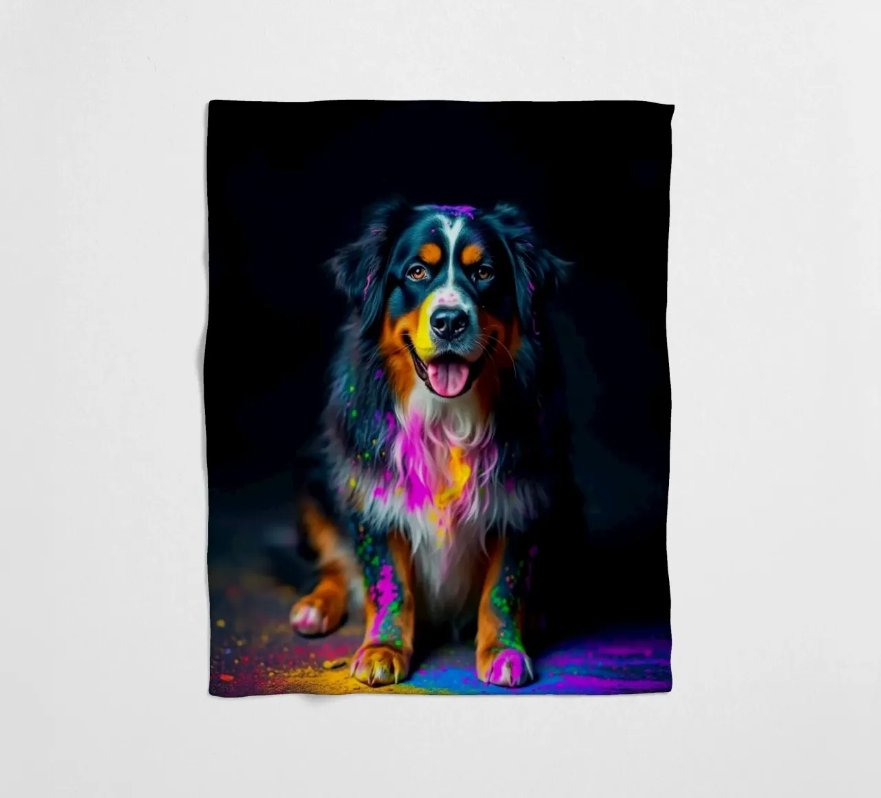 The colorful Bernese Mountain Dog #49 fleece blanket by Yumis.Beargang.and.Me