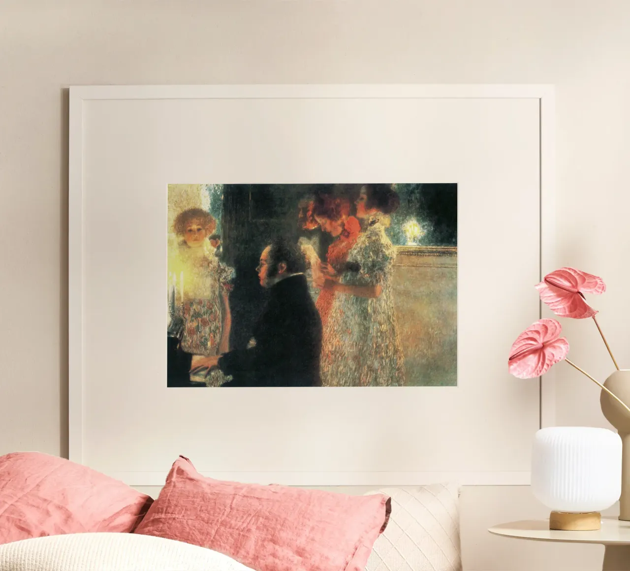 Schubert al pianoforte II (1899) di Gustav Klimt poster con telaio in legno da Gustav Klimt ART Prints