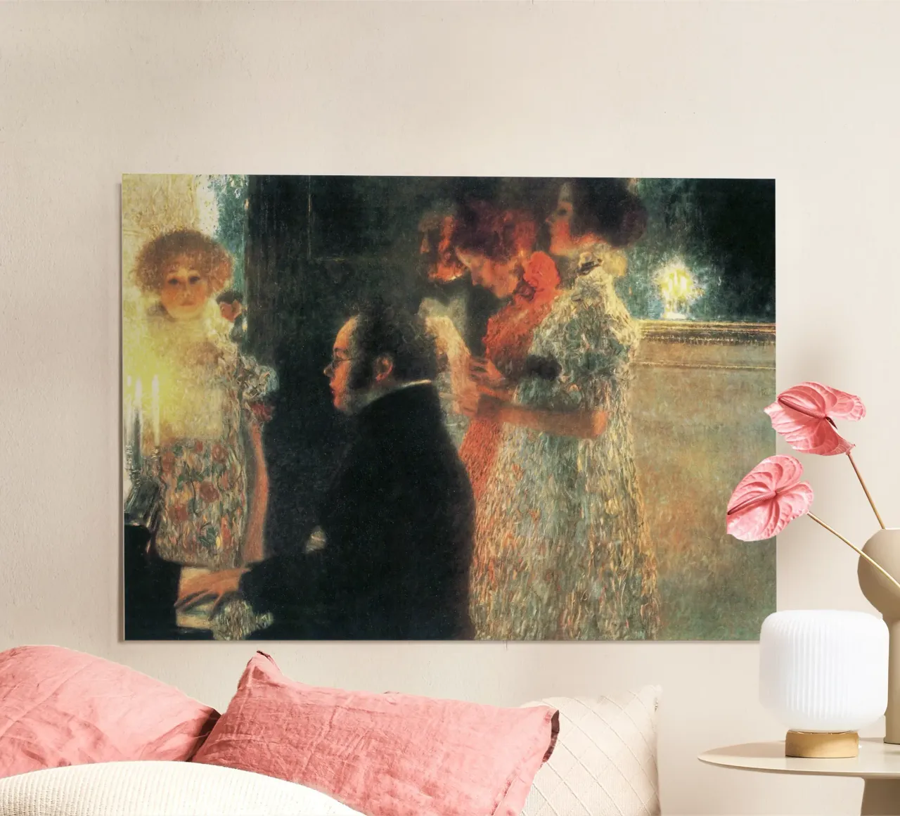Schubert al pianoforte II (1899) di Gustav Klimt poster con telaio in legno da Gustav Klimt ART Prints