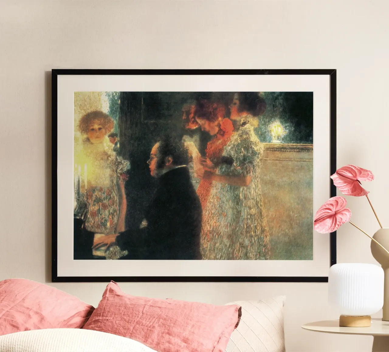 Schubert al pianoforte II (1899) di Gustav Klimt poster con telaio in legno da Gustav Klimt ART Prints