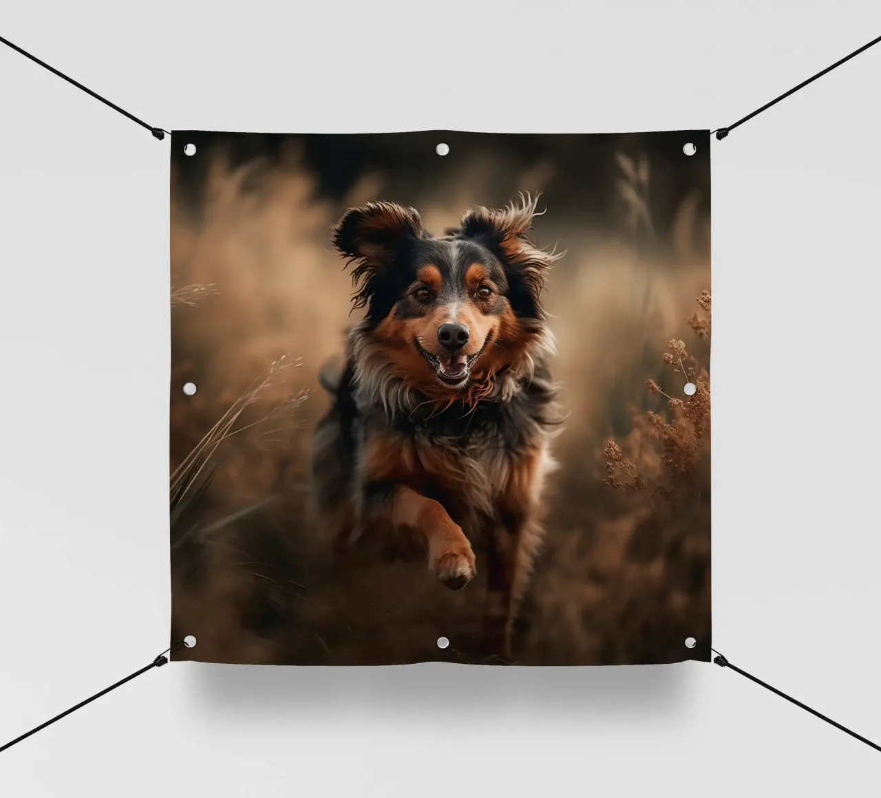 Cane gioioso in un campo d'autunno telo in pvc da PhotoVibe Decor