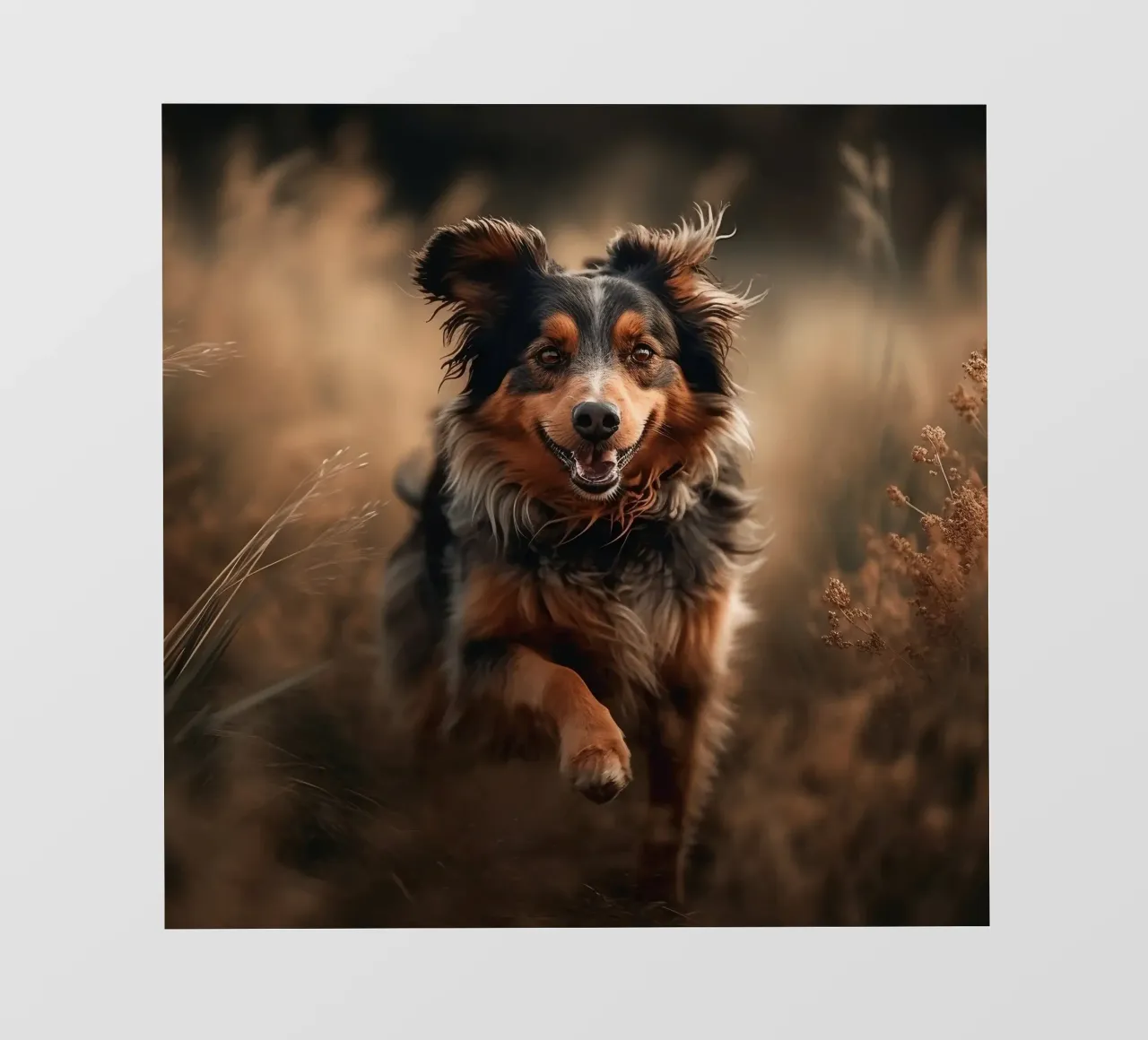 Cane gioioso in un campo d'autunno telo in pvc da PhotoVibe Decor