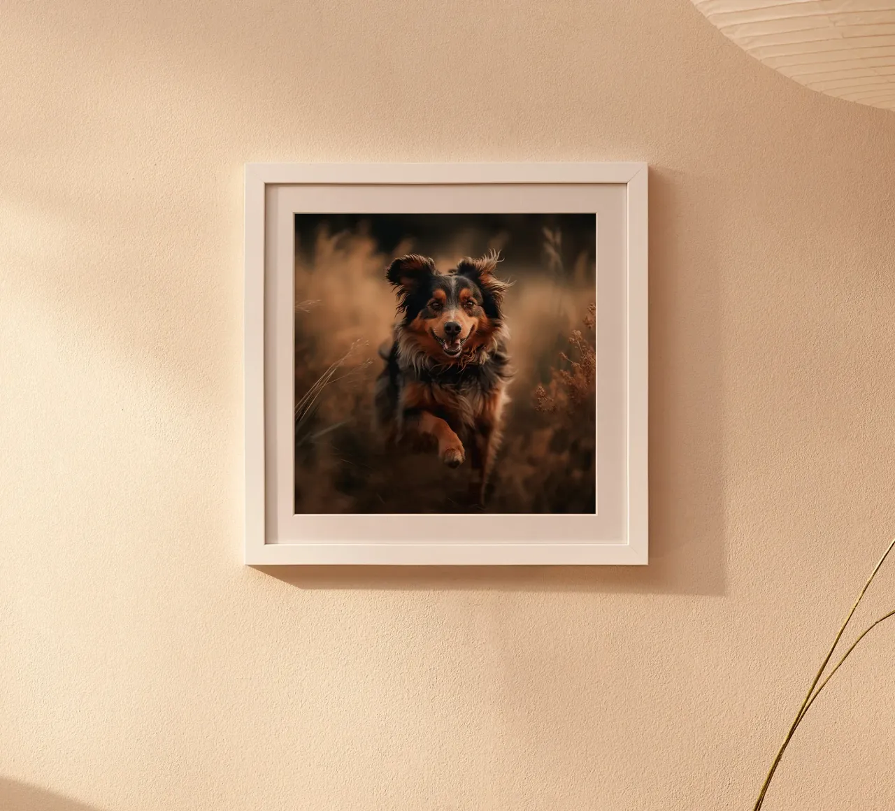 Cane gioioso in un campo d'autunno carta hahnemühle da PhotoVibe Decor