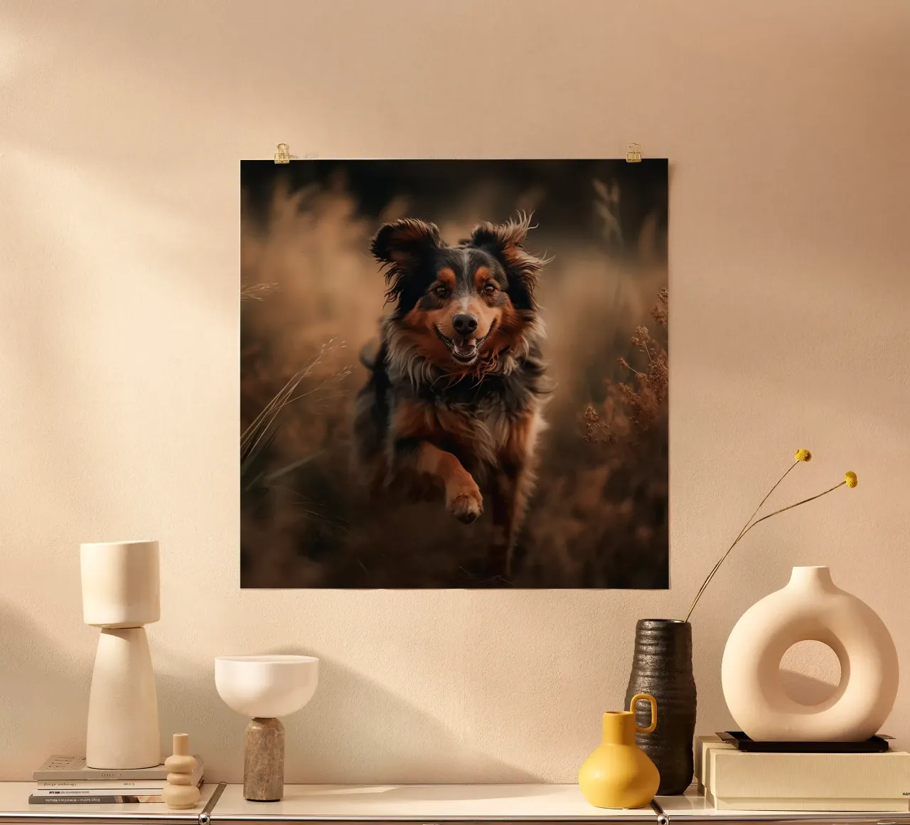 Cane gioioso in un campo d'autunno carta hahnemühle da PhotoVibe Decor