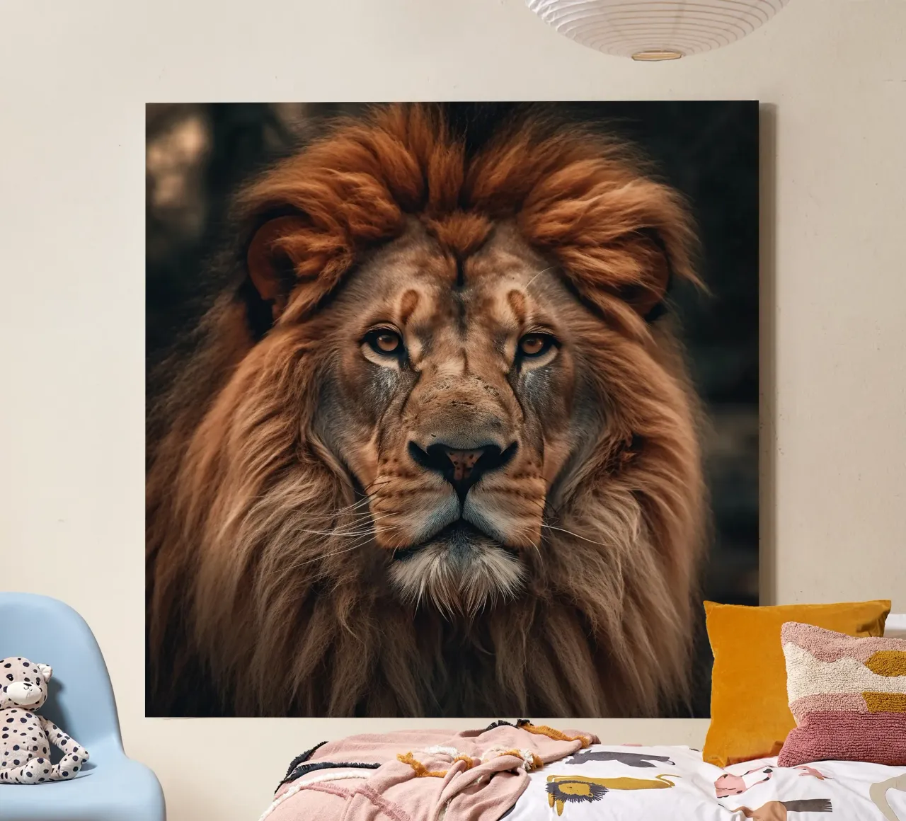 Majestueus leeuwenportret canvas van PhotoVibe Decor