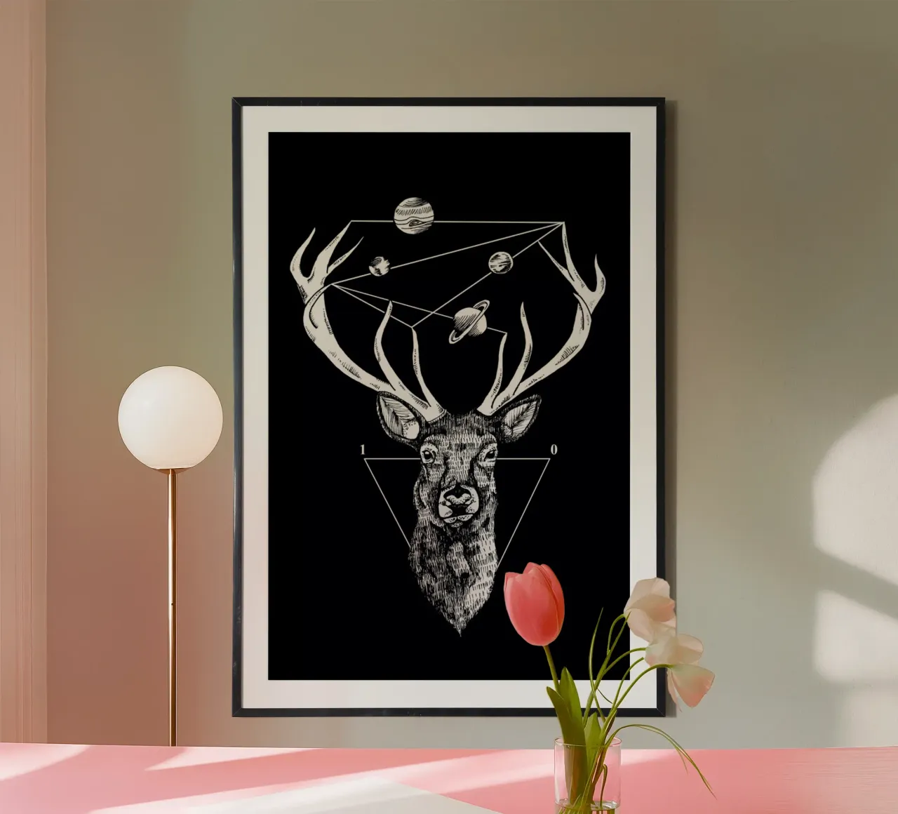 Deer poster con telaio in alluminio da Alejandra Sáenz