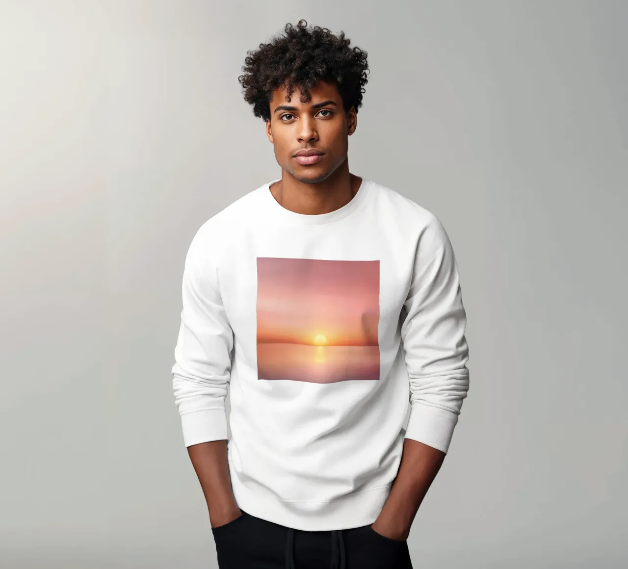 Tramonto minimalista su un mare di specchi felpa da PhotoVibe Decor
