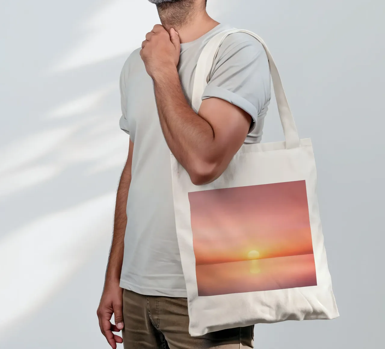 Tramonto minimalista su un mare di specchi borsa in juta da PhotoVibe Decor