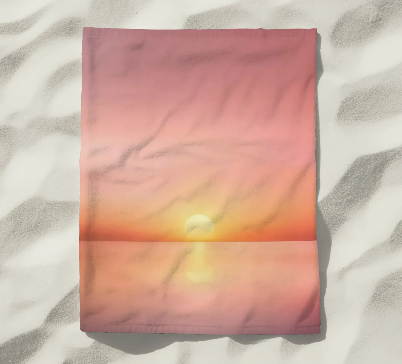 Tramonto minimalista su un mare di specchi telo mare da PhotoVibe Decor
